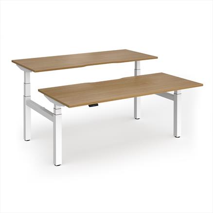Elev8 Luxe Sit-Stand Back-To-Back Desks 1800mm x 800mm - White Frame / Beech Top