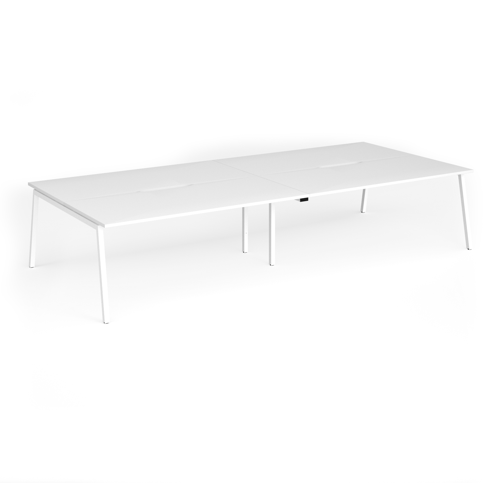 Connex Angled 3600 x 1600 x 725mm Back to Back Desk ( 4 x 1800mm ) - White Frame / White Top