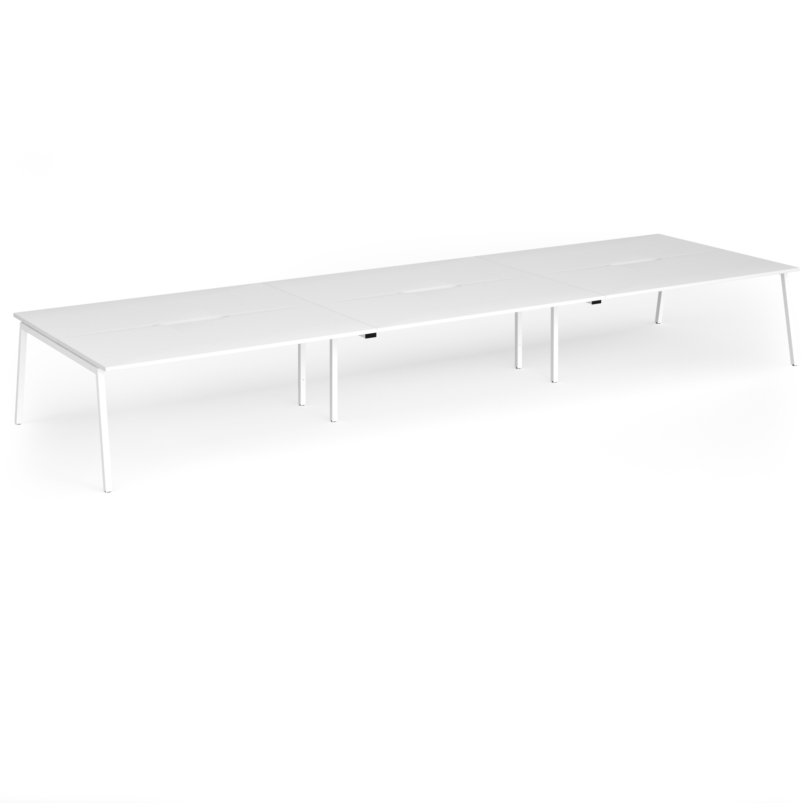 Connex Angled 5400 x 1600 x 725mm Back to Back Desk (6 x 1800mm) - White Frame / White Top