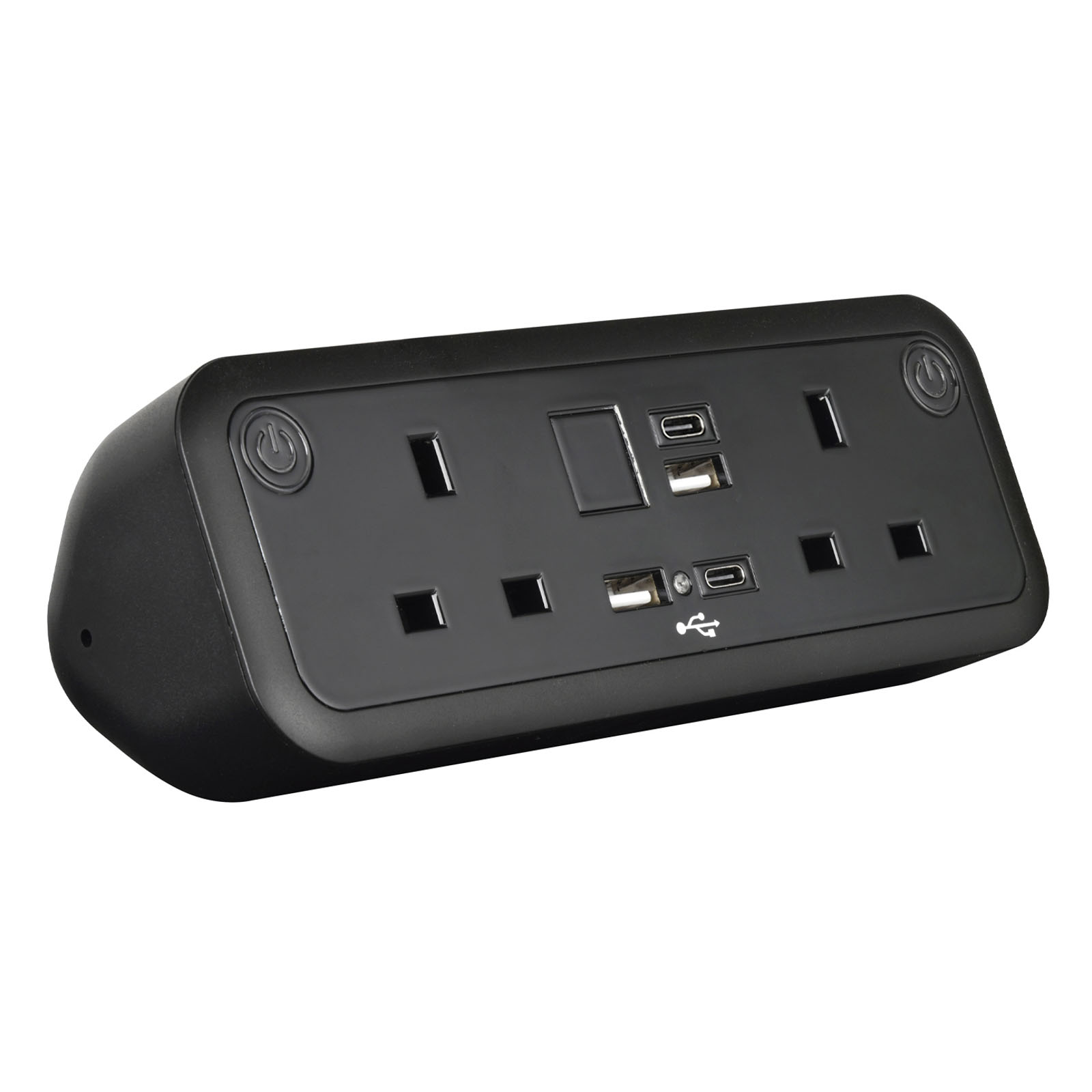 Comet desk top power module 2 x UK sockets, USB A&C fast charge - Black
