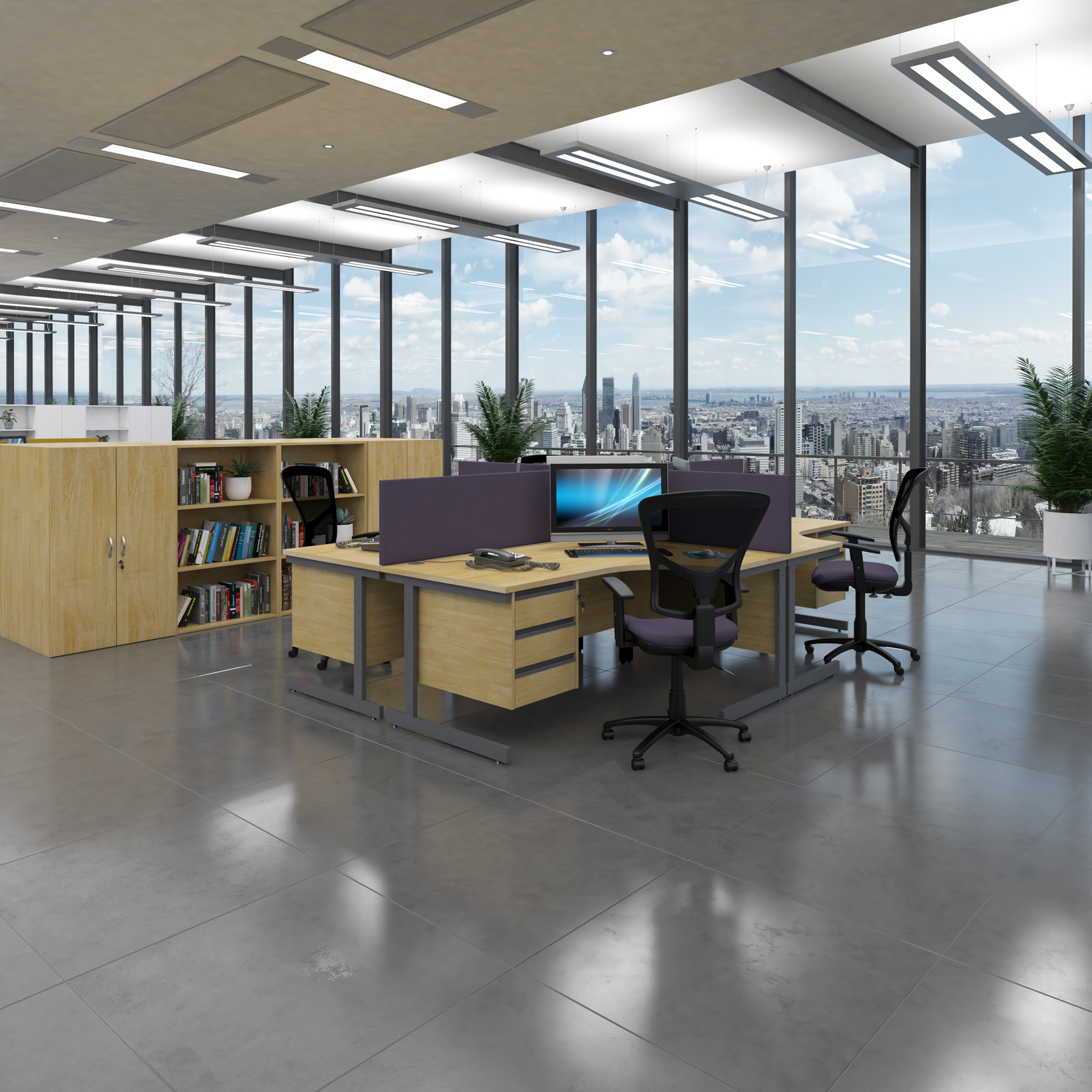 Contract 25 left hand ergonomic desk with white cantilever leg 1800mm - White Top