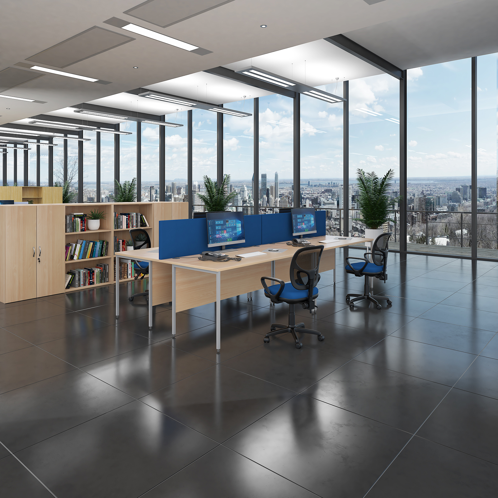 Contract 25 straight desk with 3 and 3 drawer pedestals and white H-Frame leg 1800mm x 800mm - White Top