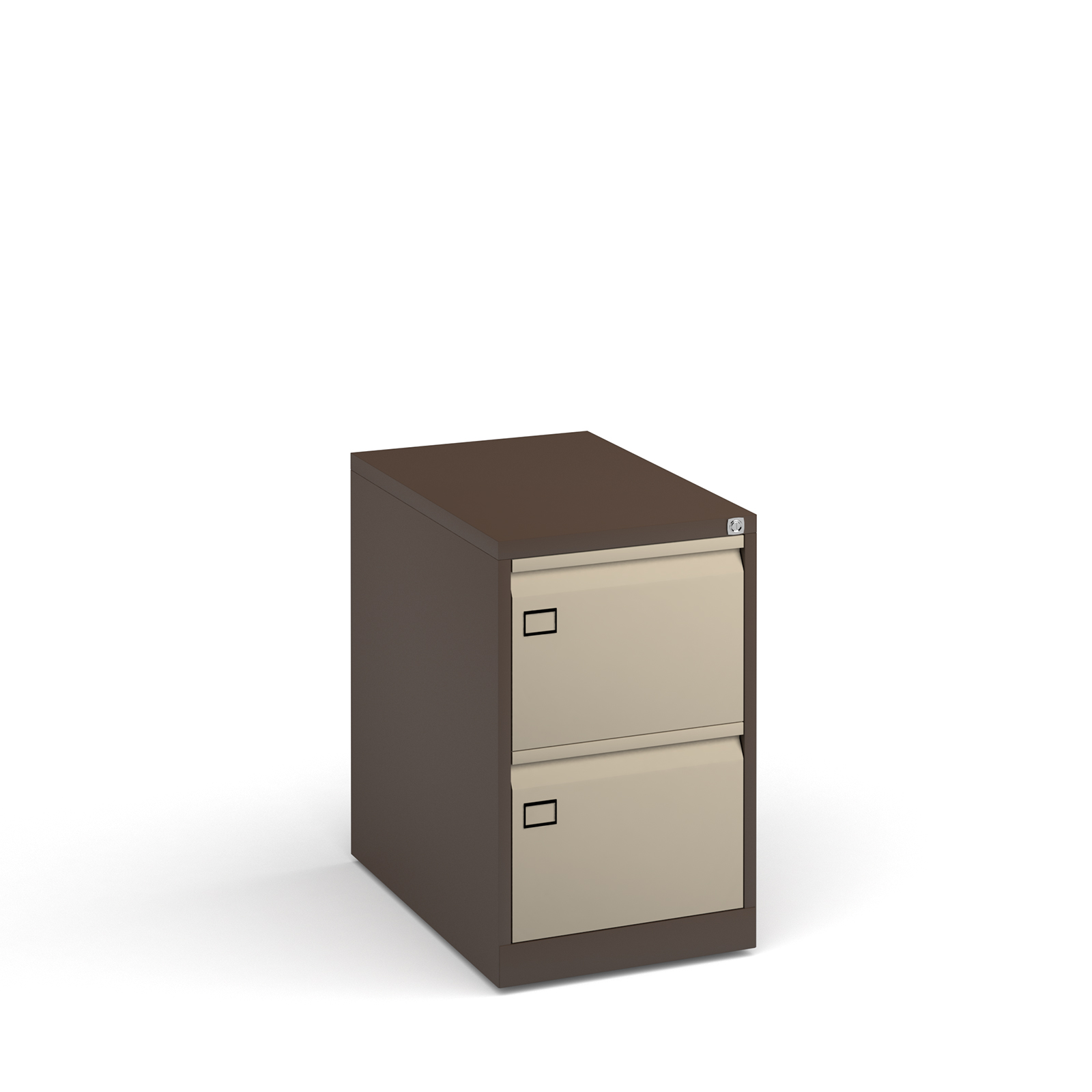 Steel 2 drawer filing cabinet 711mm high - coffee/cream