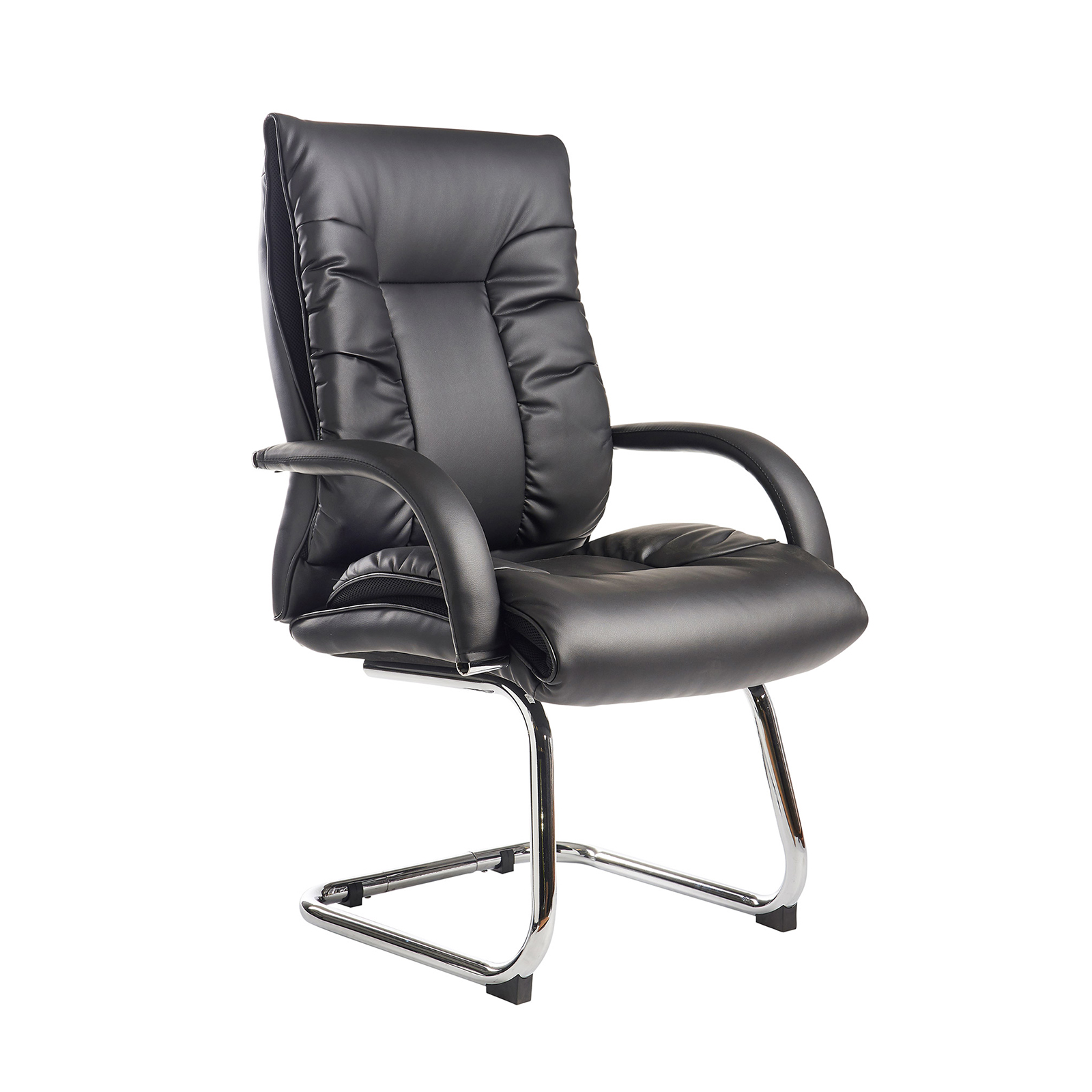 Derby high back visitors chair - black faux leather