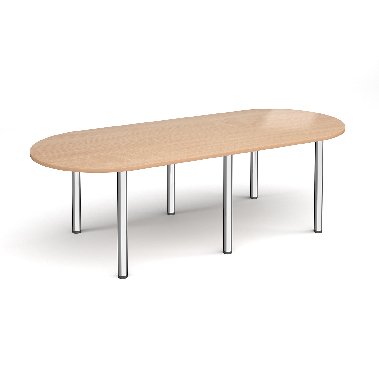 Radial end meeting table 2400mm x 1000mm with 6 chrome radial legs - beech