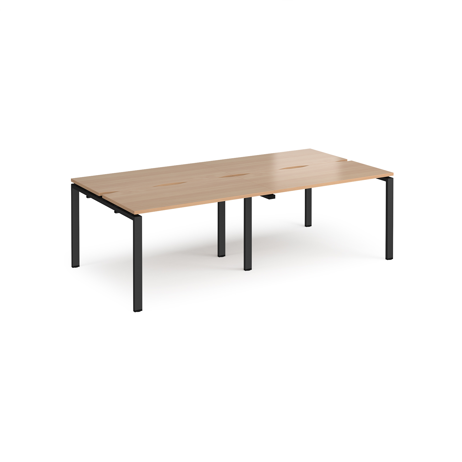 Adapt double back to back desks 2400mm x 1200mm - black frame, beech top