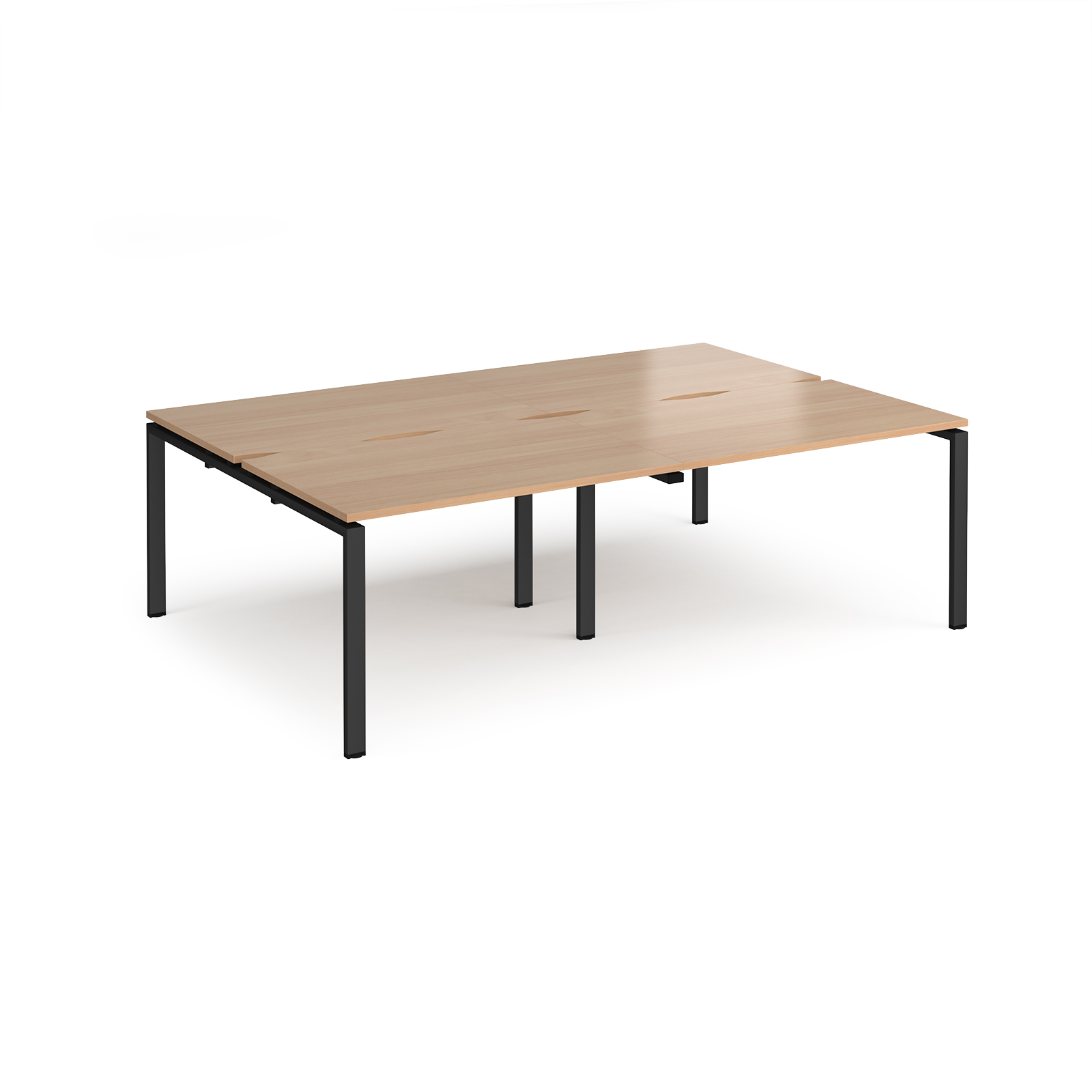 Adapt double back to back desks 2400mm x 1600mm - black frame, beech top