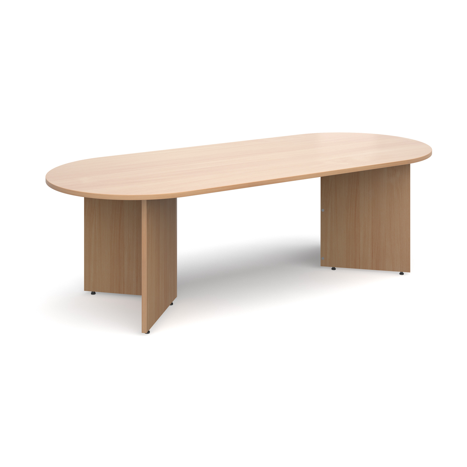 Arrow head leg radial end boardroom table 2400mm x 1000mm - beech