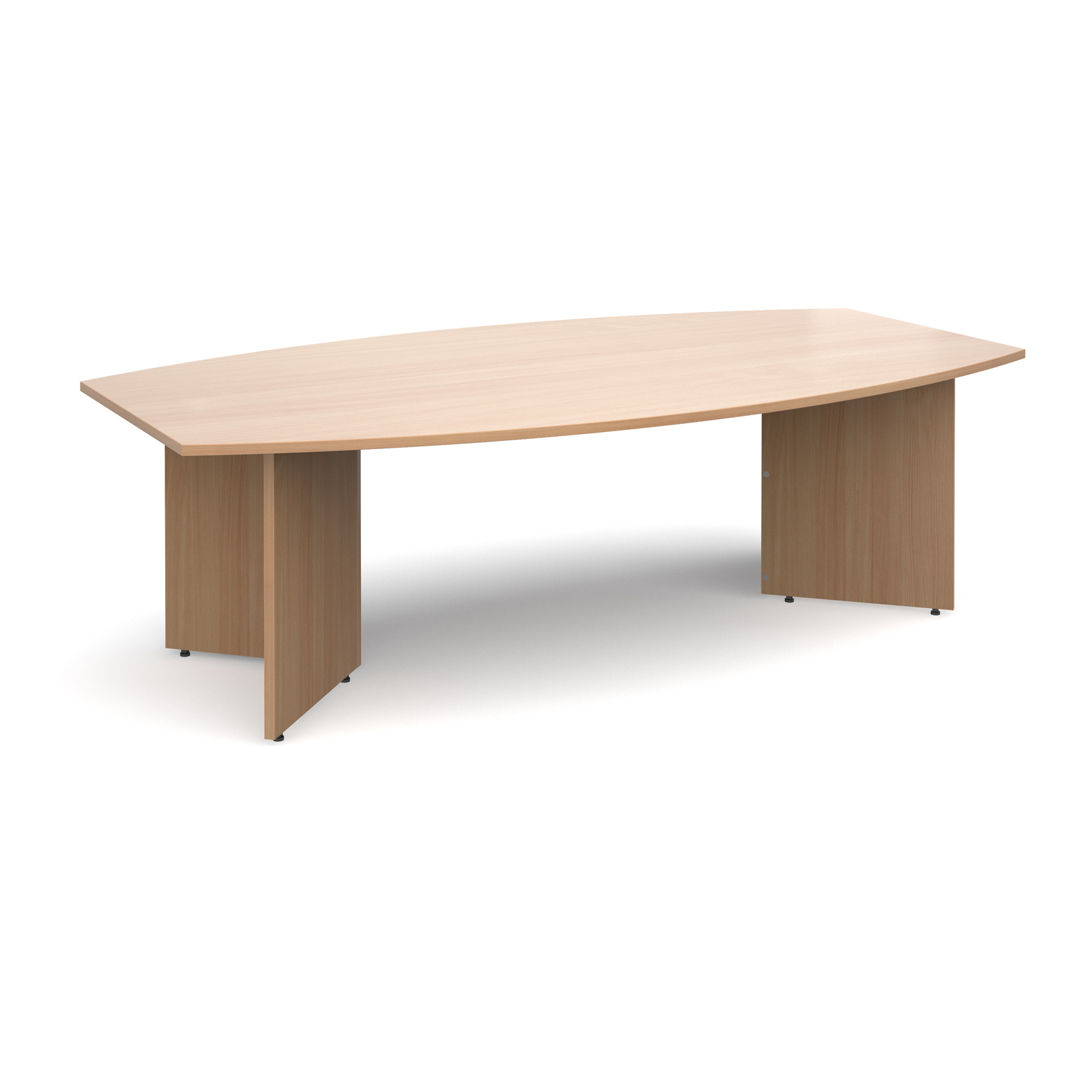 Arrow head leg radial boardroom table 2400mm x 800/1300mm - beech