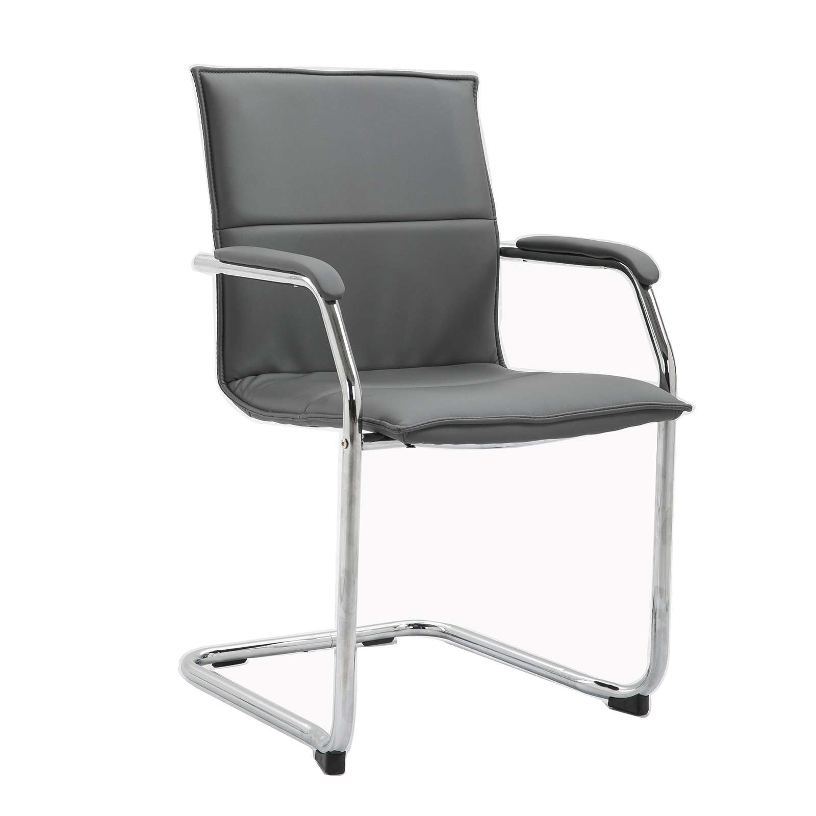 Essen stackable meeting room cantilever chair - grey faux leather