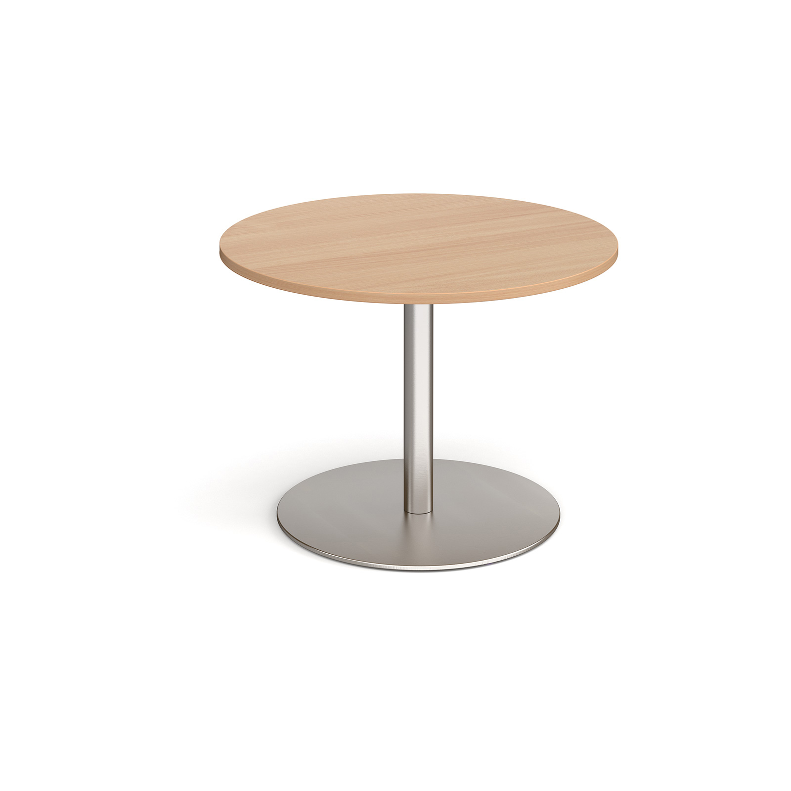 Eternal circular boardroom table 1000mm - brushed steel base, beech top