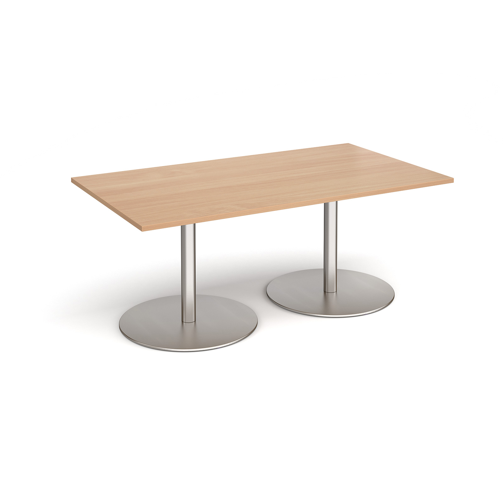 Eternal rectangular boardroom table 1800mm x 1000mm - brushed steel base, beech top