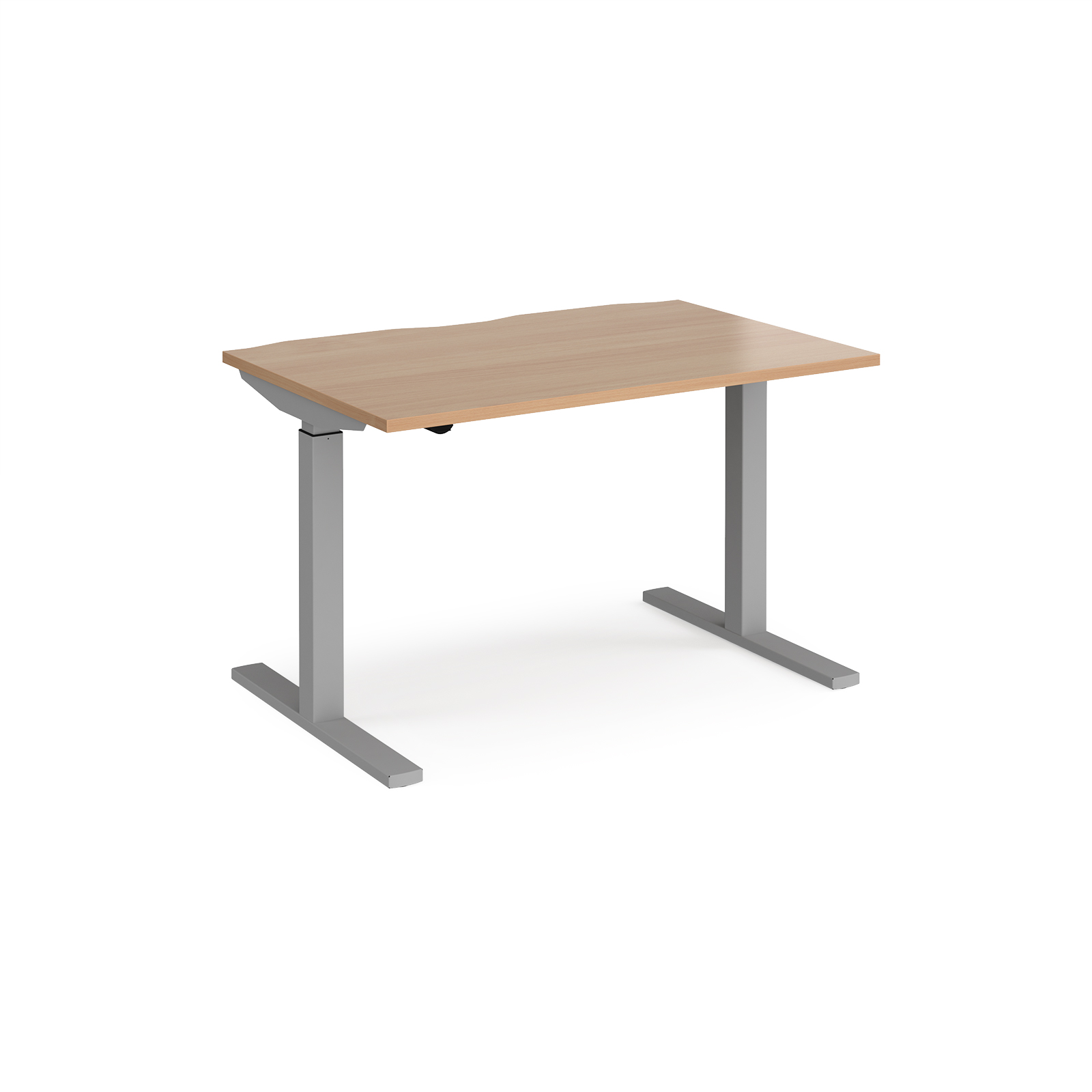 Elev8 Mono straight sit-stand desk 1200mm x 800mm - silver frame, beech top