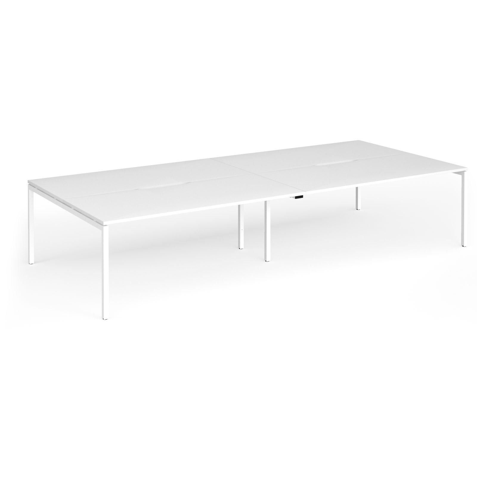 Connex Goal-Post 3600 x 1600 x 725mm Back to Back Desk ( 4 x 1800mm ) - White Frame / White Top