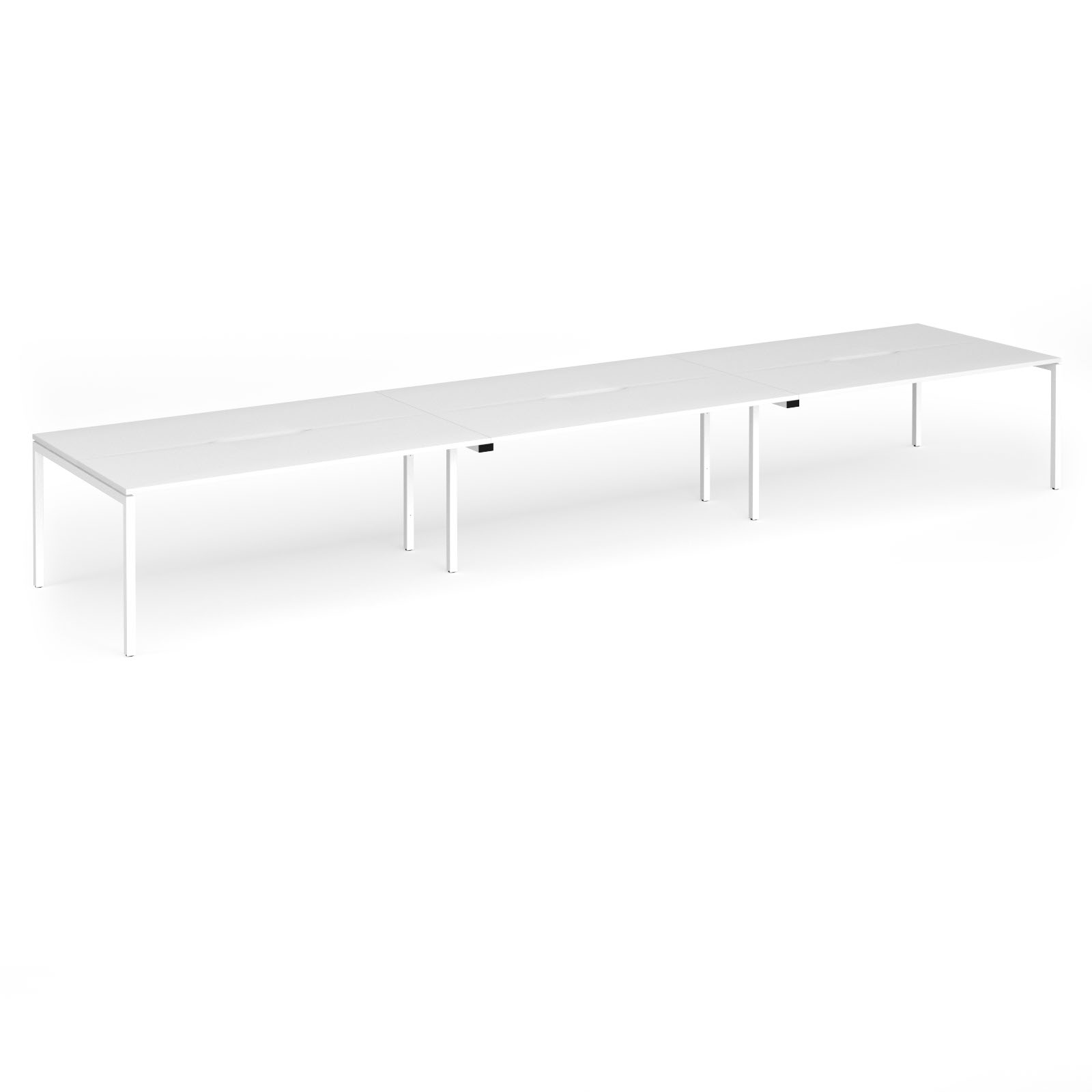 Connex Goal-Post 5400 x 1200 x 725mm Back to Back Desk ( 6 x 1800mm ) - White Frame / White Top