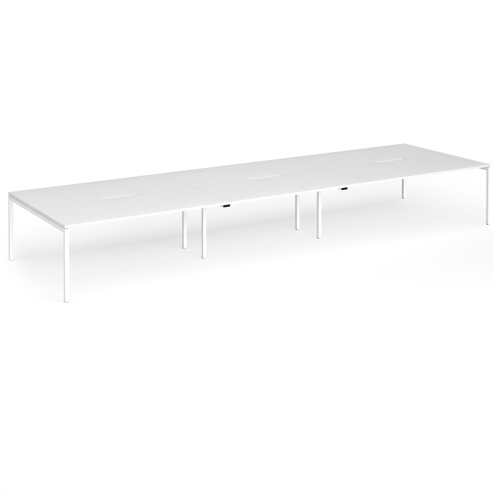Connex Goal-Post 5400 x 1600 x 725mm Back to Back Desk ( 6 x 1800mm ) - White Frame / White Top