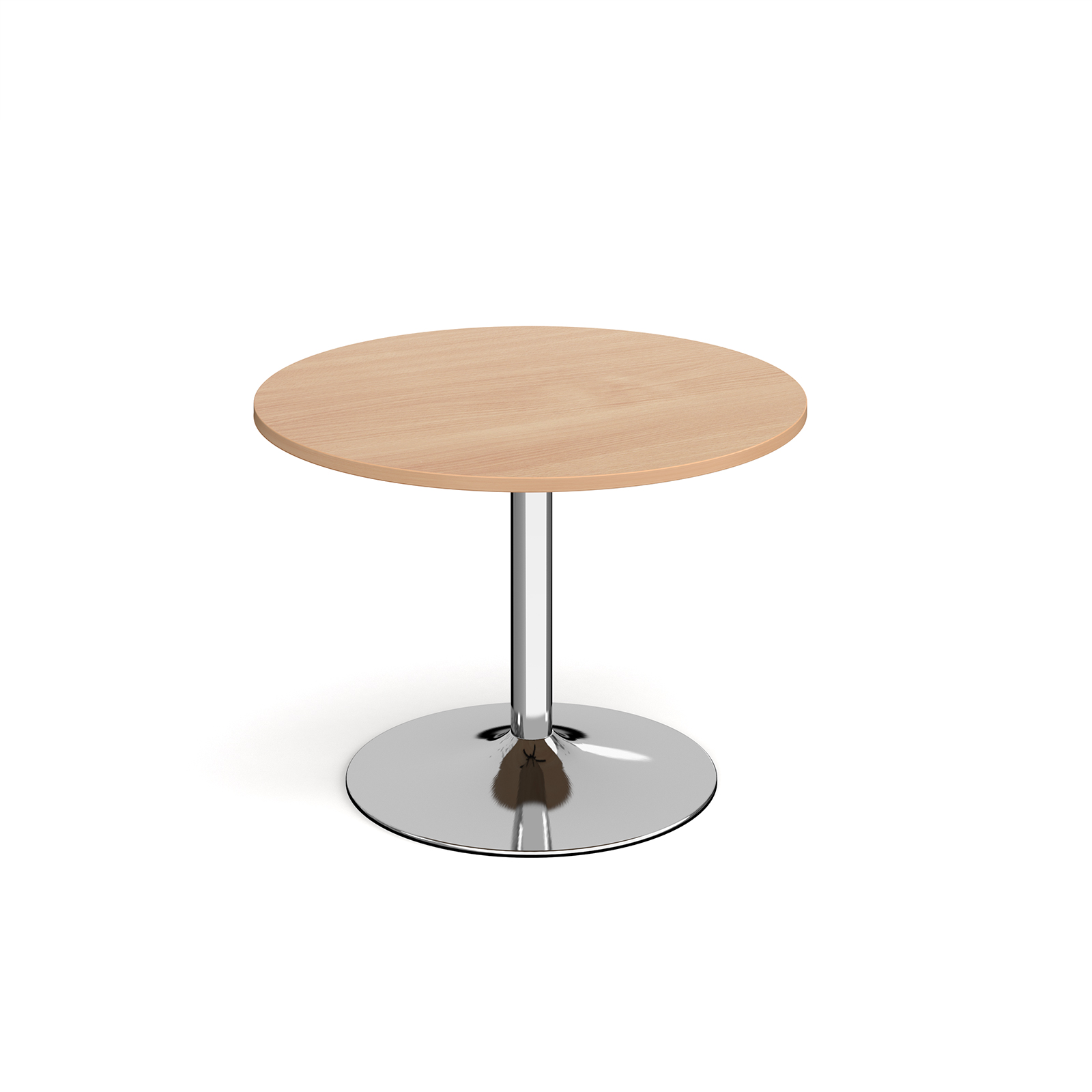 Genoa circular dining table with chrome trumpet base 1000mm - beech