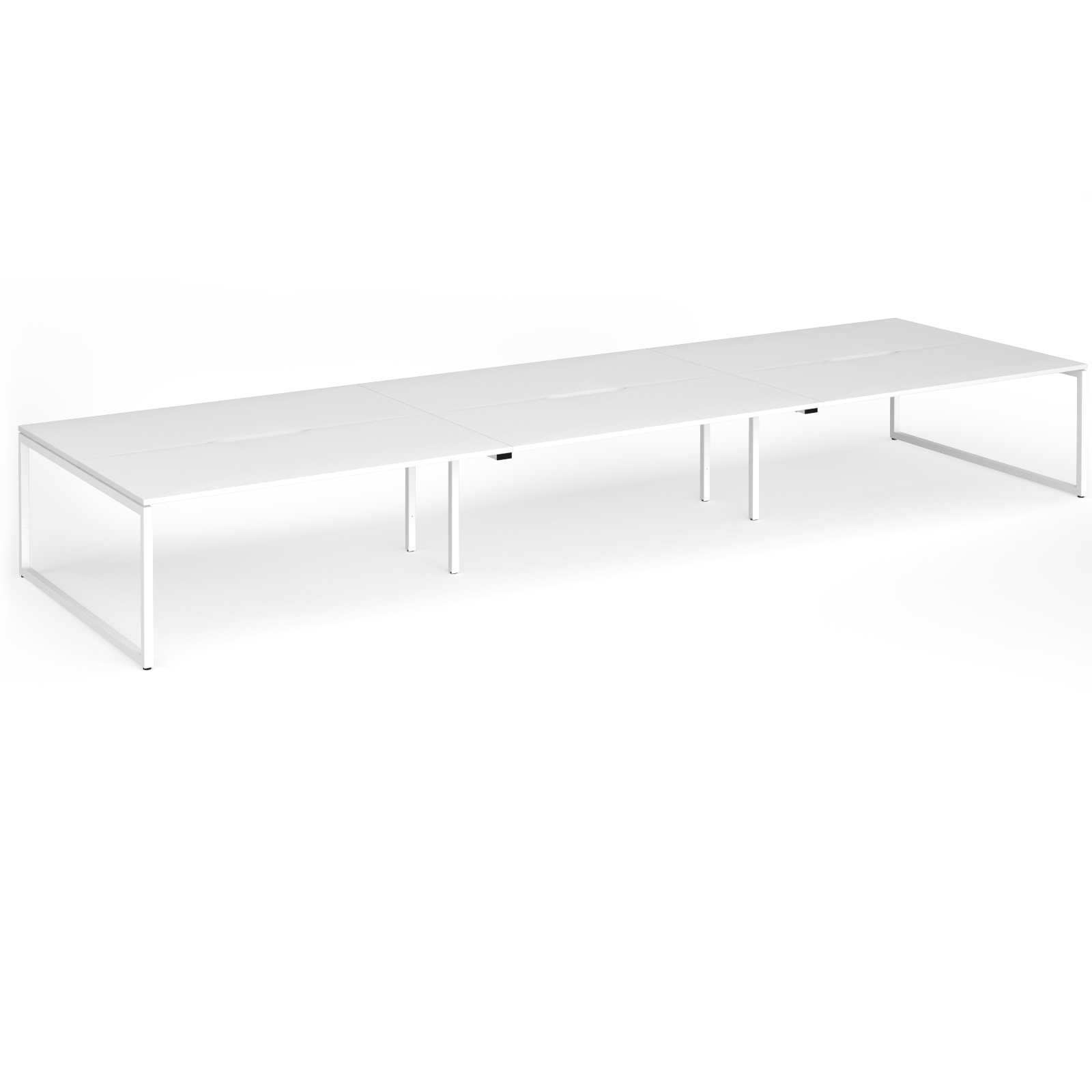 Connex Plus O Frame 5400 x1600 x 725mm Back to Back Desk ( 6 x 1800mm ) - White Frame / White Top