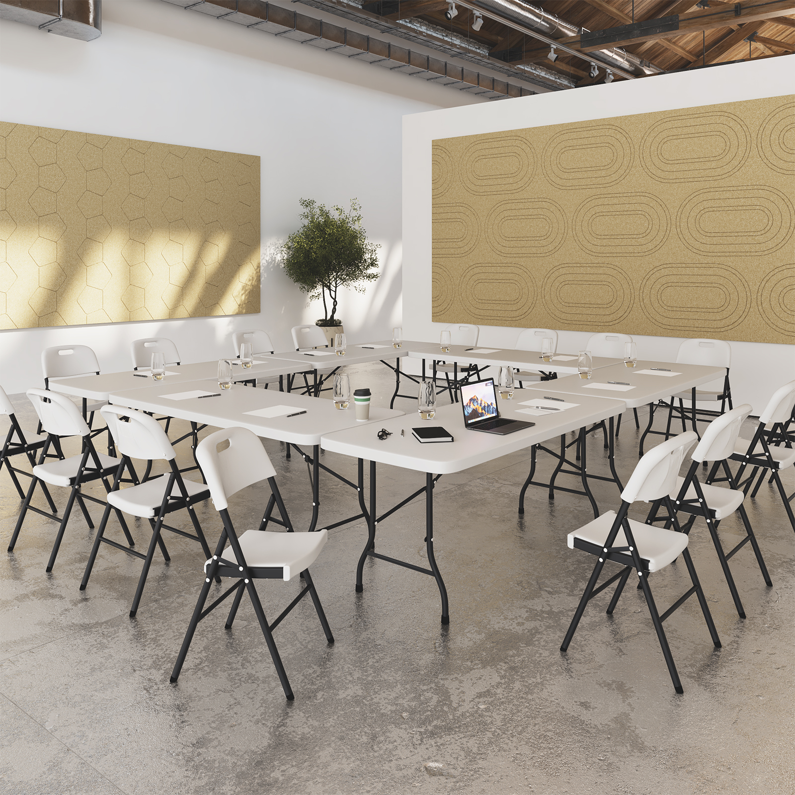 Hoya steel framed table with blow moulded top - 1520 wide