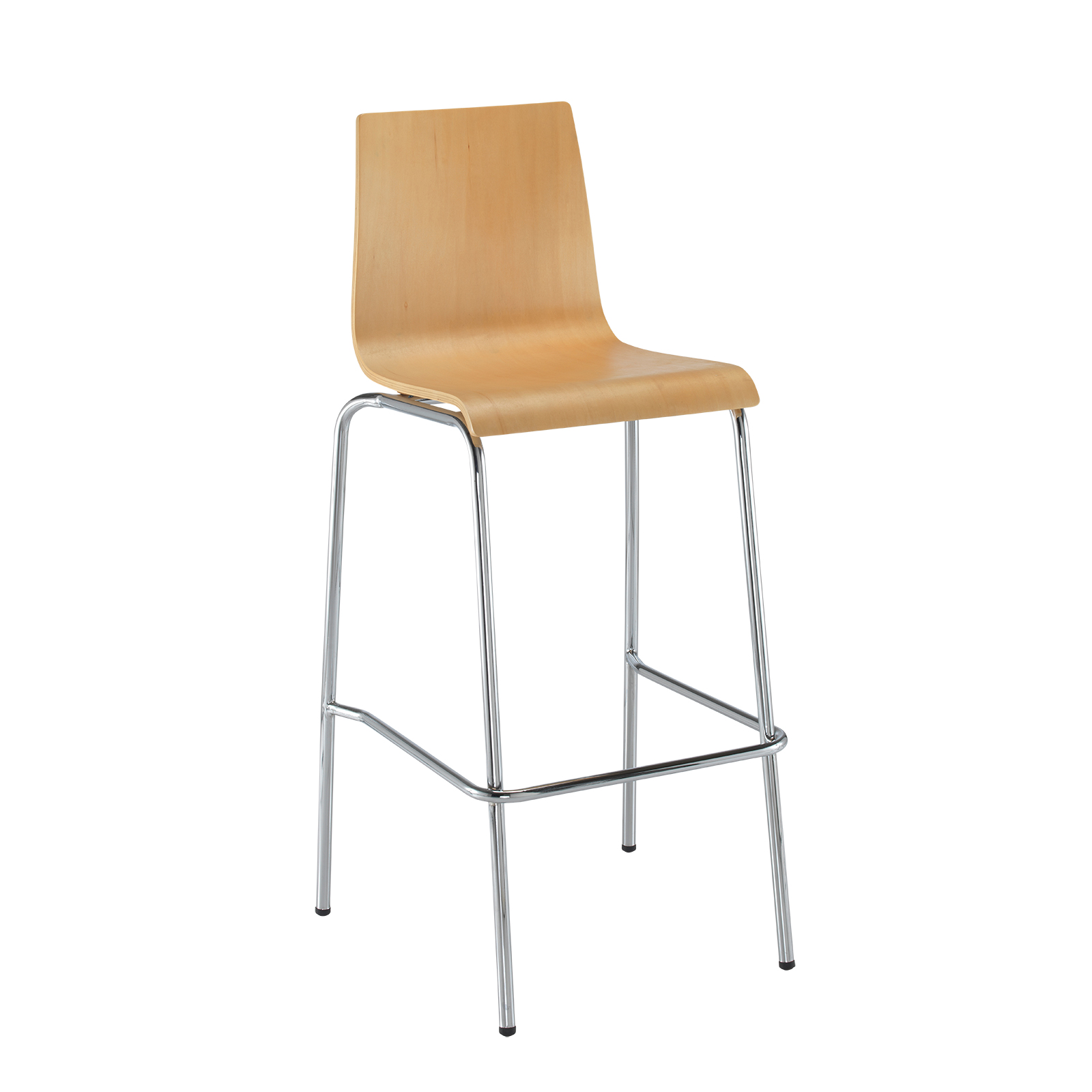 Fundamental dining stool in beech with chrome frame