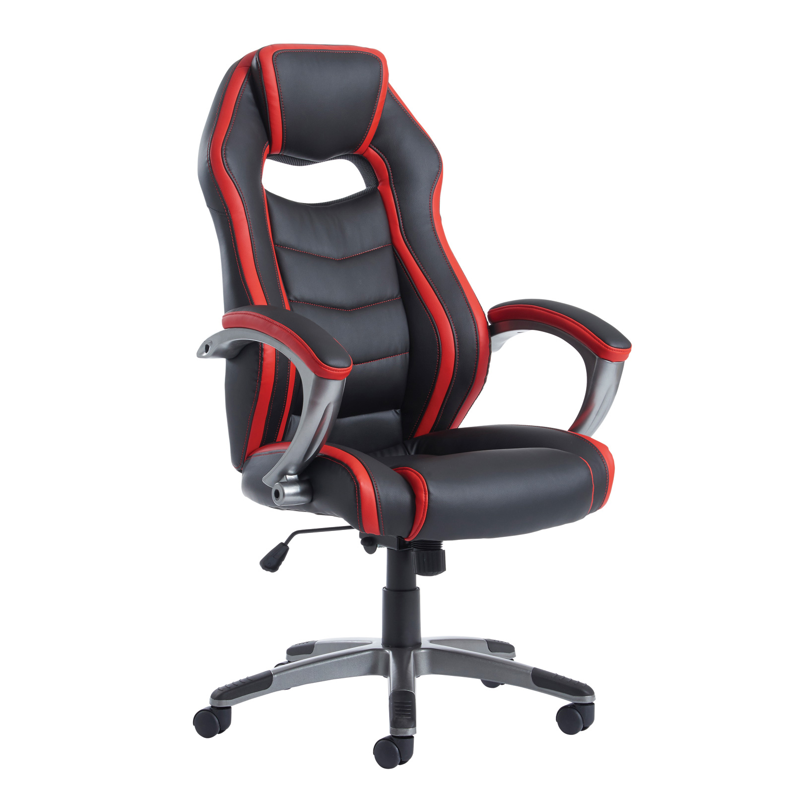 Jensen high back executive chair - black and red faux leather