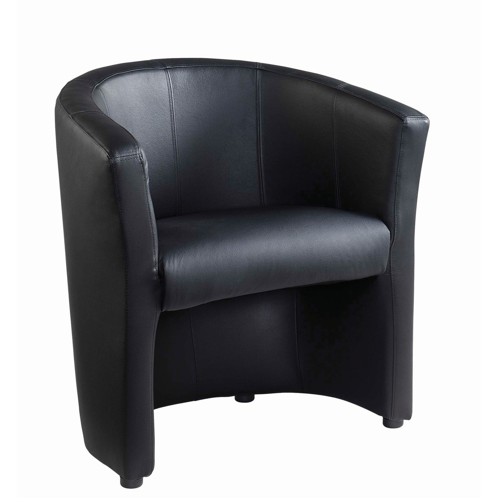 London reception single tub chair 670mm wide - black faux leather