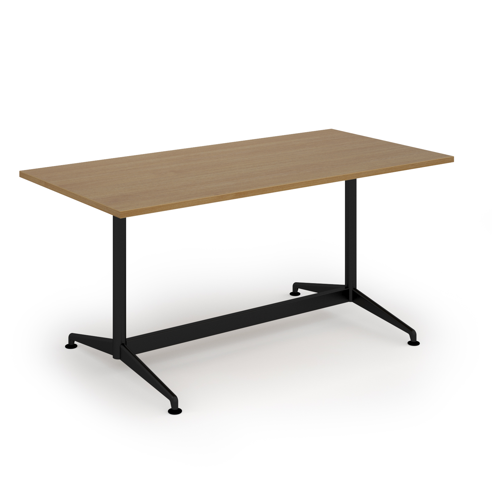 Loft dining table 1600w x 800d black frame and Oak Top