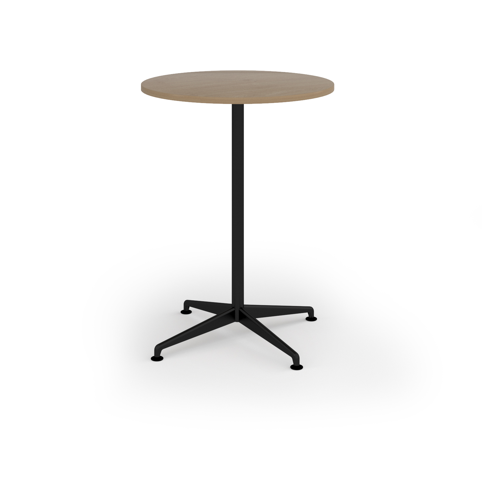 Loft circular poseur table 800dia black frame Kendal Oak Top