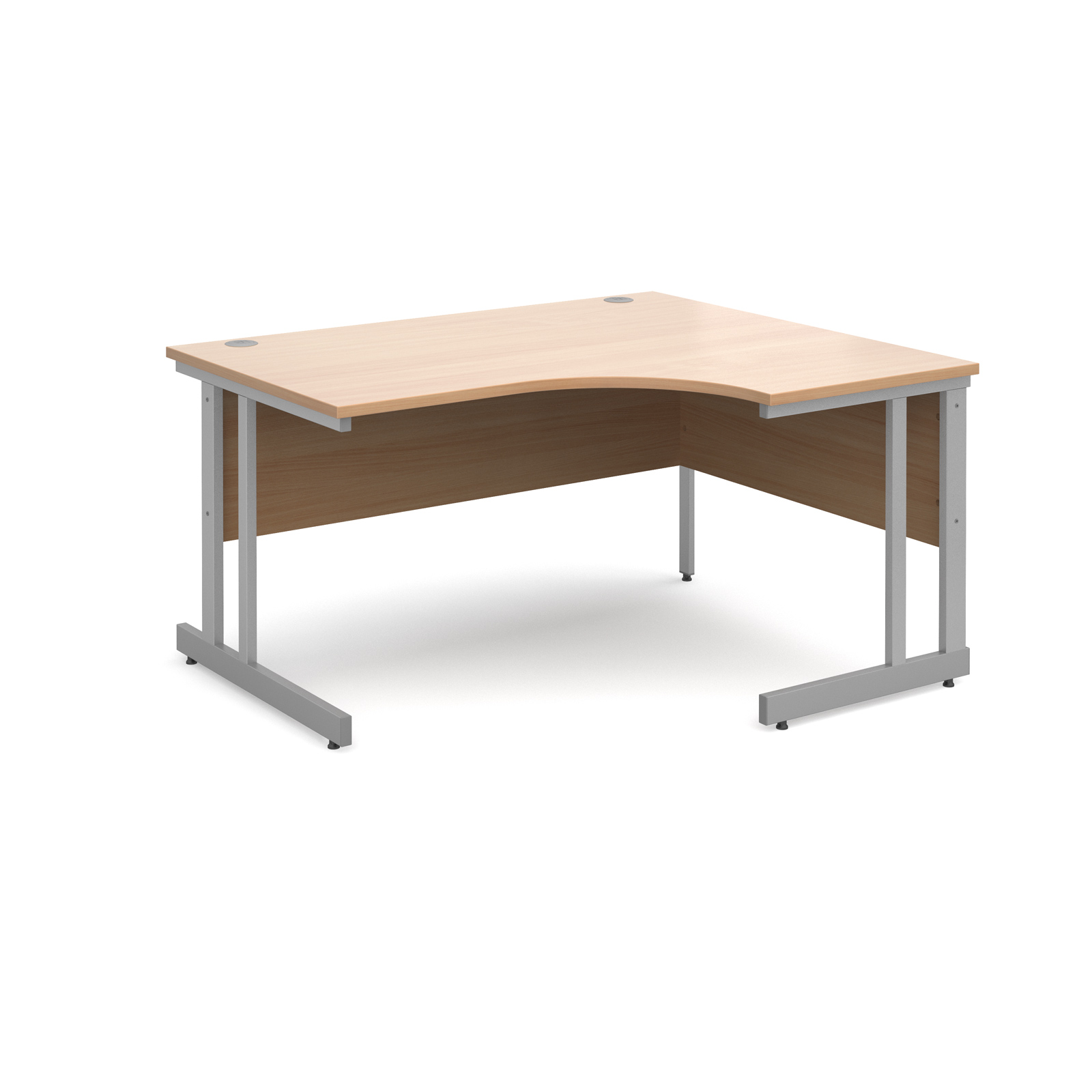 Momento right hand ergonomic desk 1400mm - silver cantilever frame, beech top