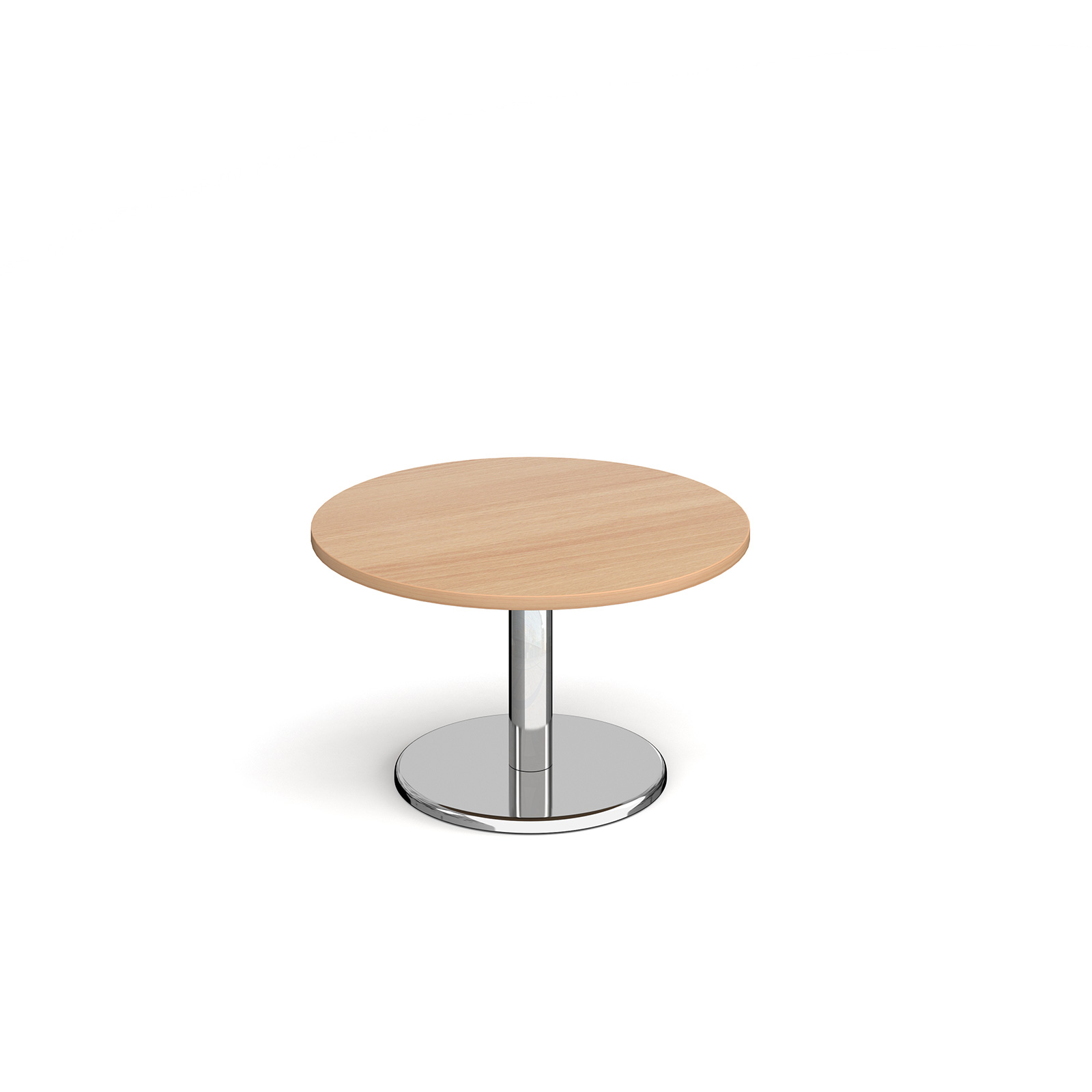 Pisa circular coffee table with round chrome base 800mm - beech