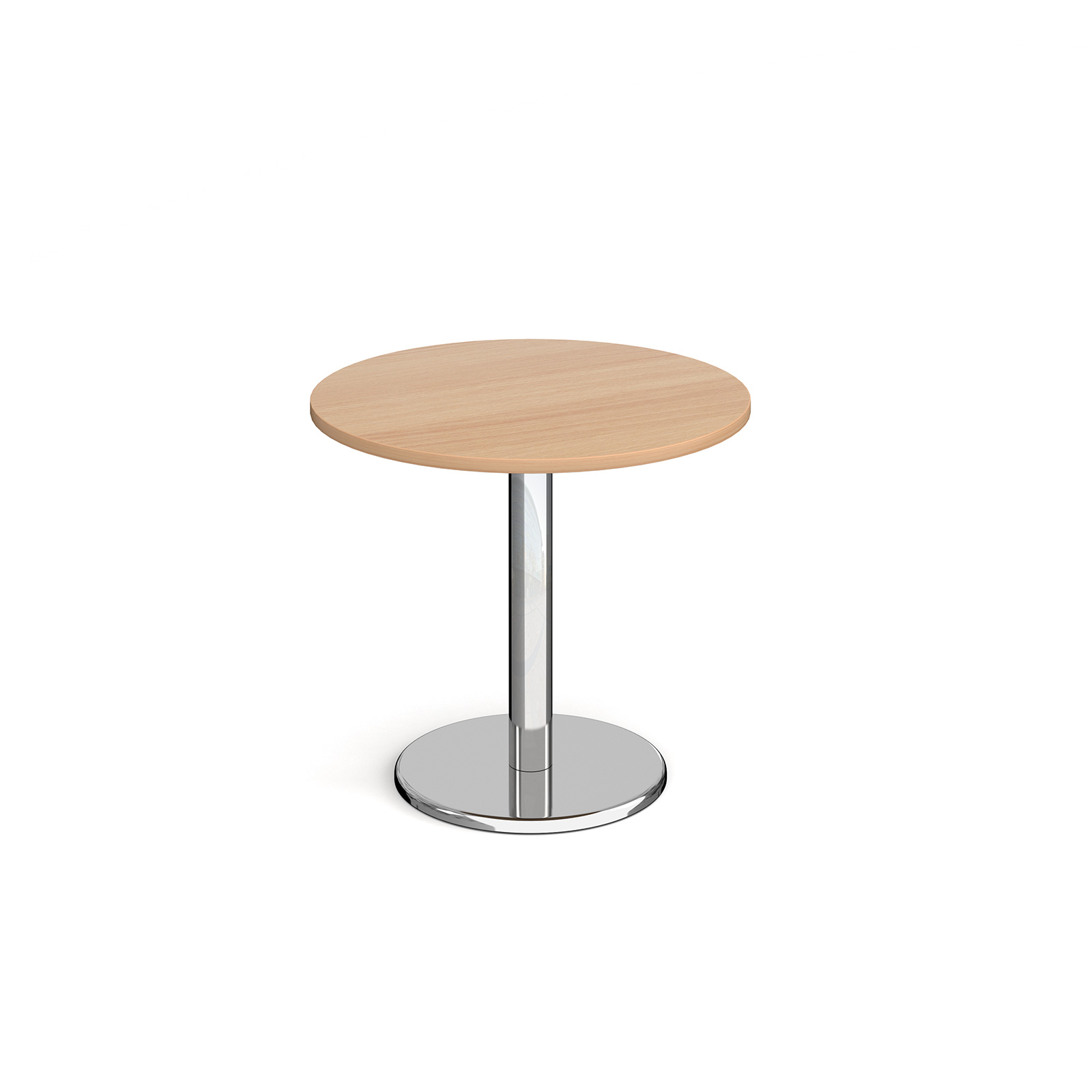 Pisa circular dining table with round chrome base 800mm - beech