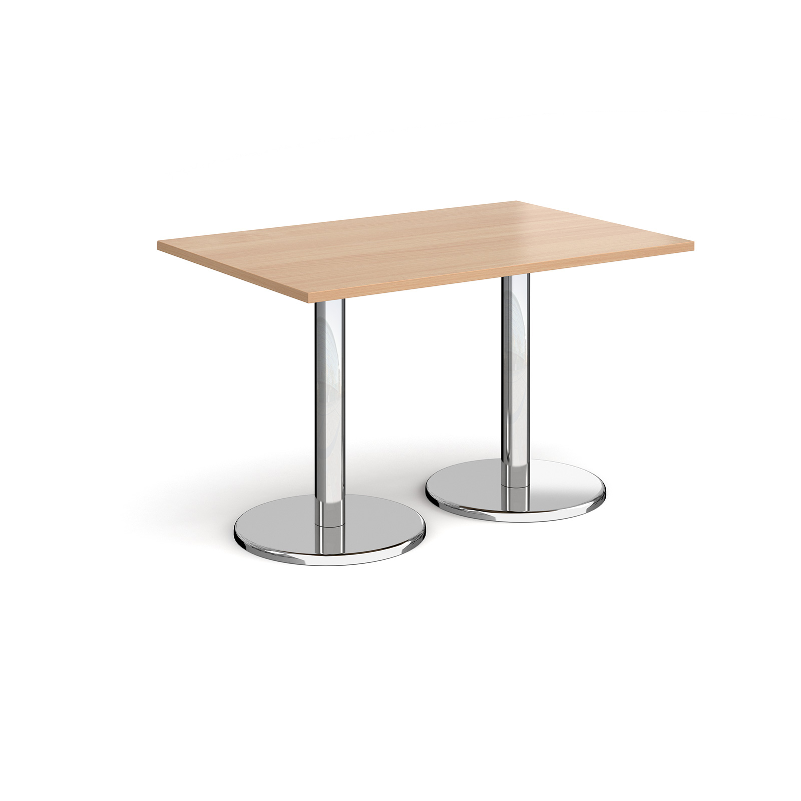 Pisa rectangular dining table with round chrome bases 1200mm x 800mm - beech