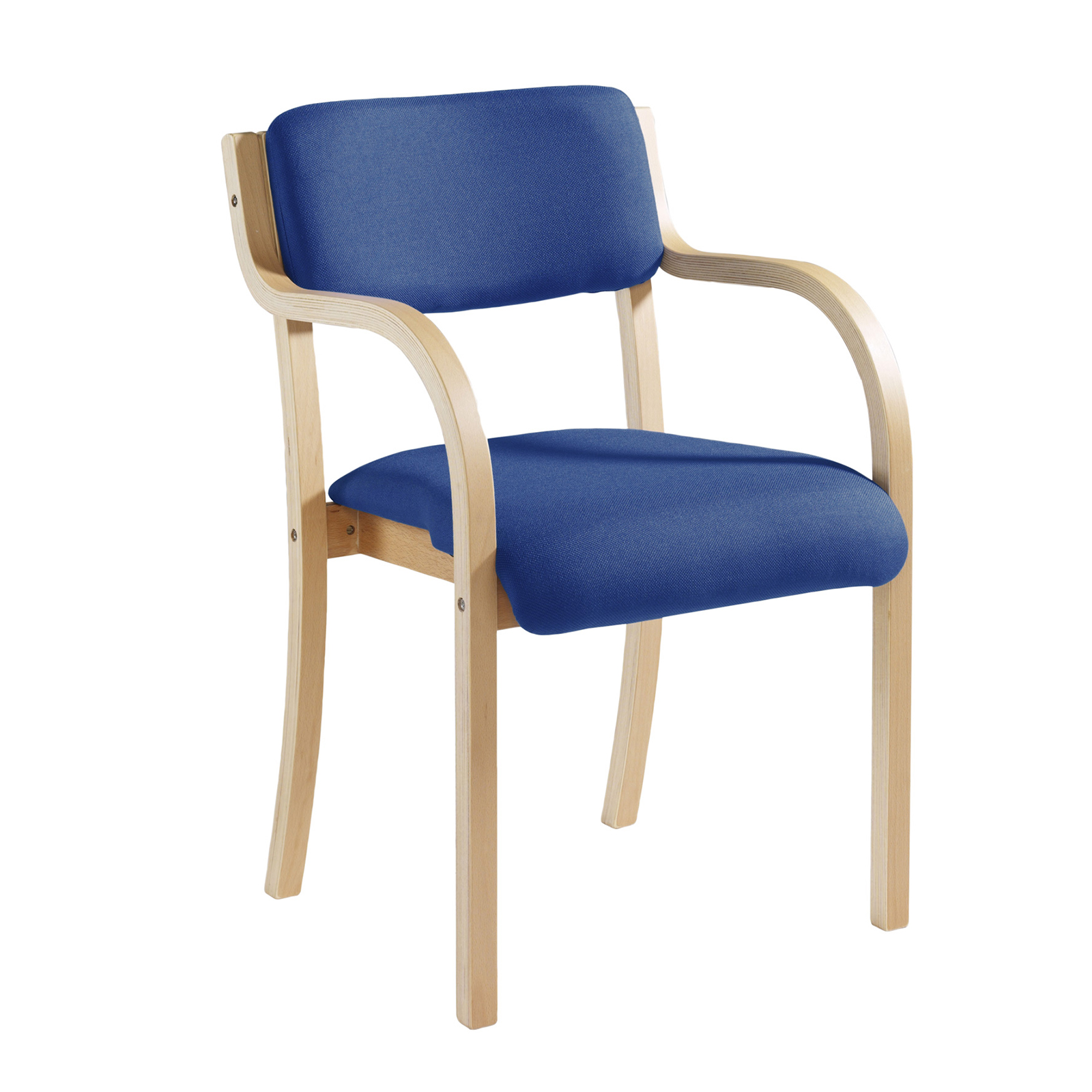 Prague wooden conference chair with double arms - blue