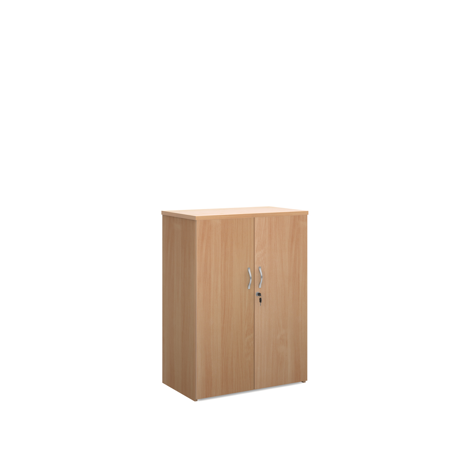 Universal double door cupboard 1090mm high with 2 shelves - beech