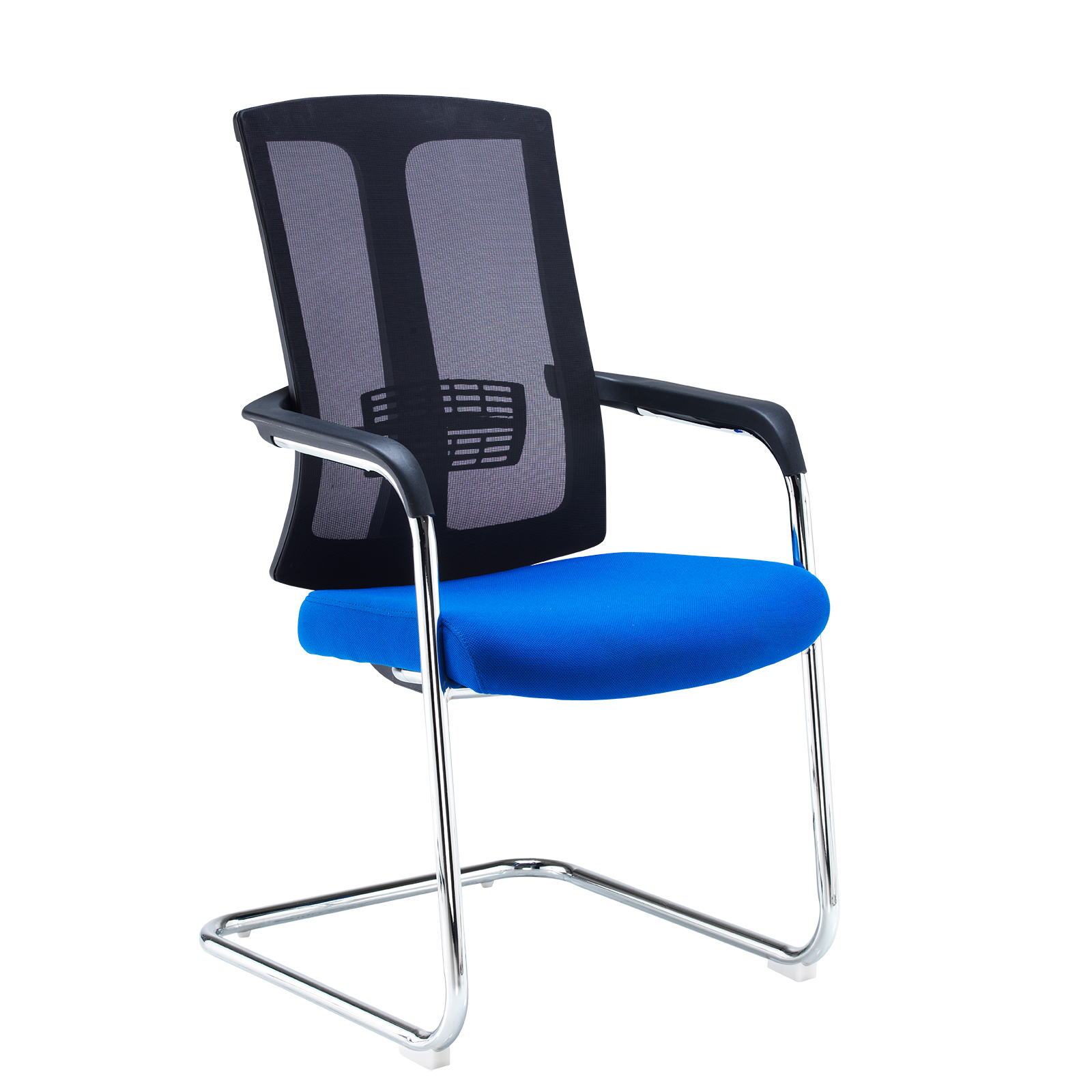 Ronan chrome cantilever frame conference chair with mesh back - blue