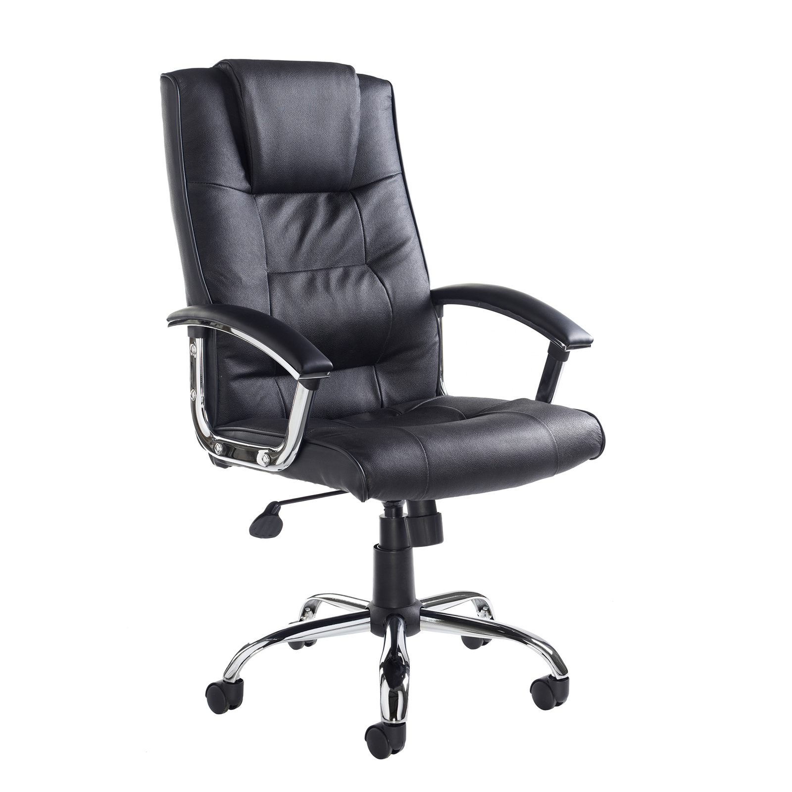 Somerset high back managers chair - black leather faced