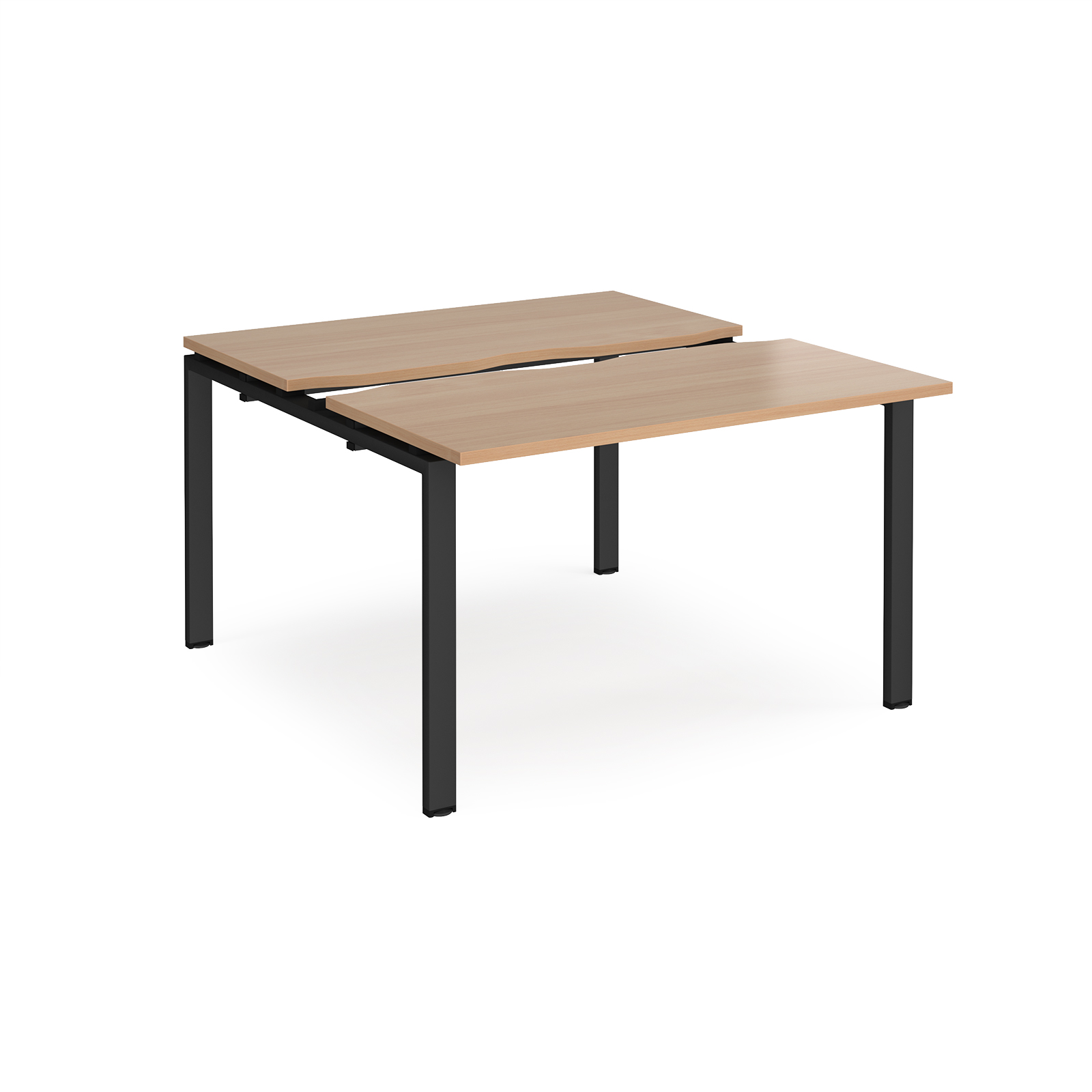 Adapt sliding top back to back desks 1200mm x 1200mm - black frame, beech top