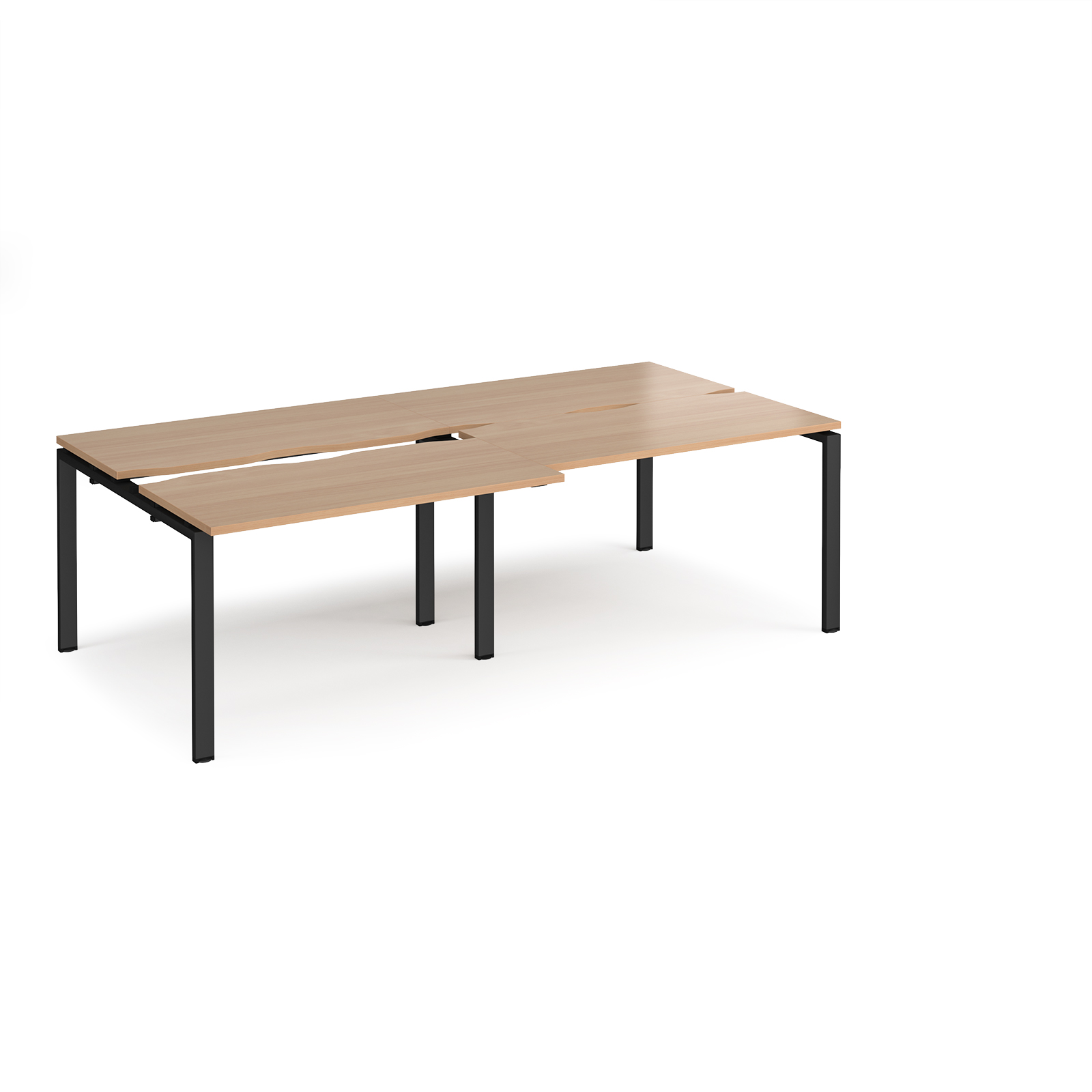 Adapt sliding top double back to back desks 2400mm x 1200mm - black frame, beech top