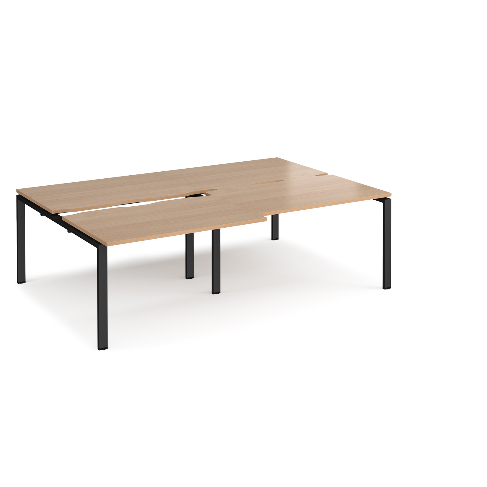 Adapt sliding top double back to back desks 2400mm x 1600mm - black frame, beech top