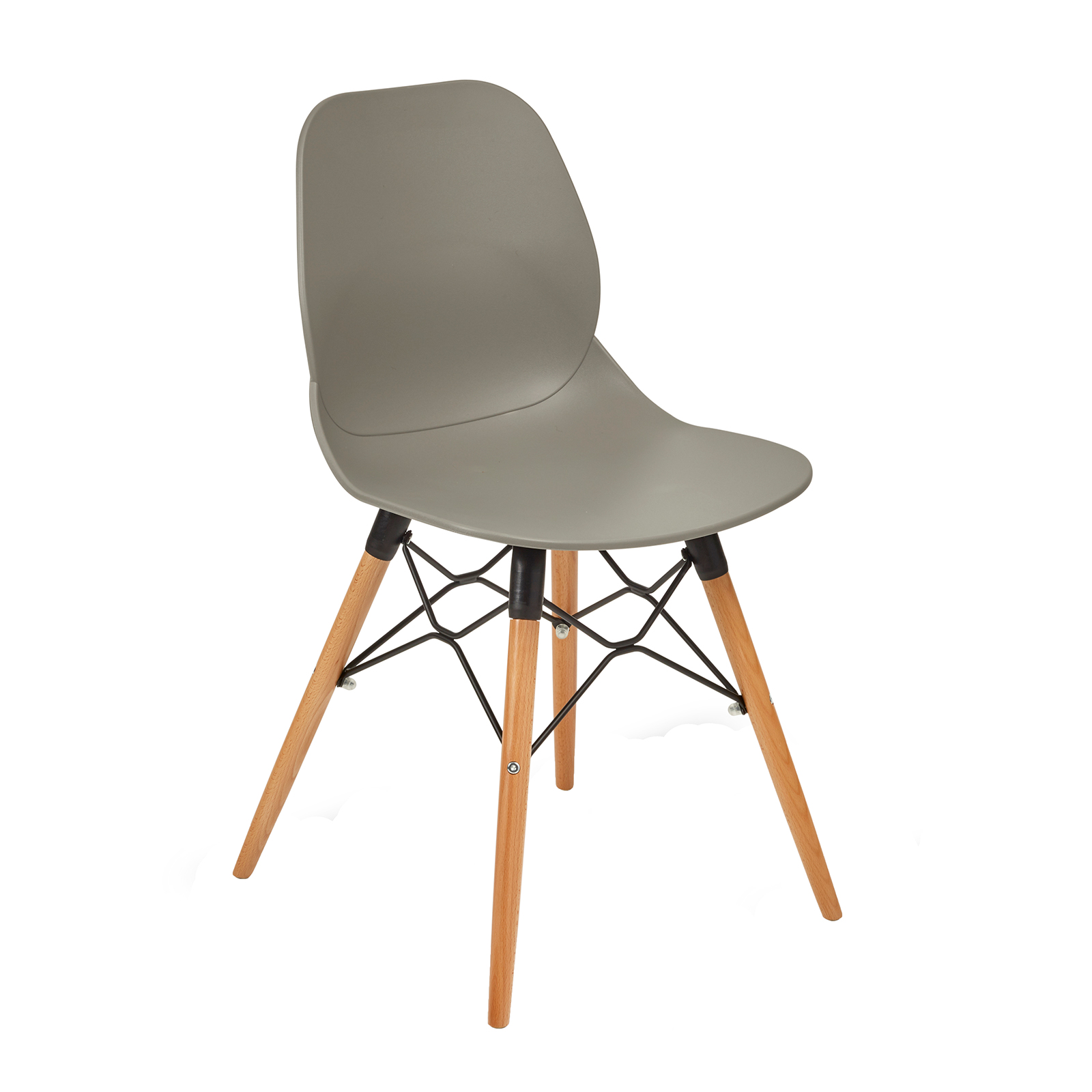 Strut multi-purpose chair with natural oak 4 leg frame and black steel detail - grey