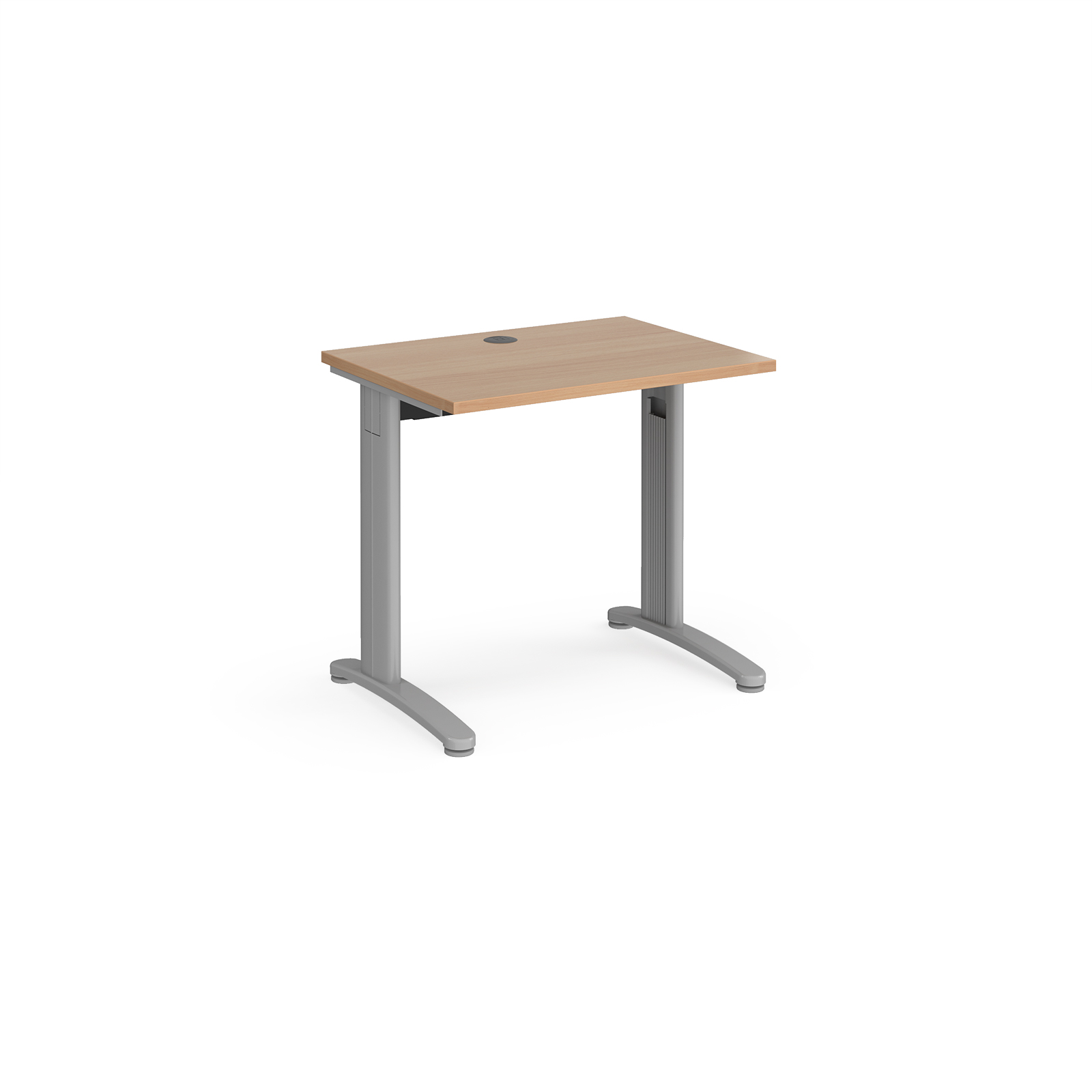 TR10 straight desk 800mm x 600mm - silver frame, beech top