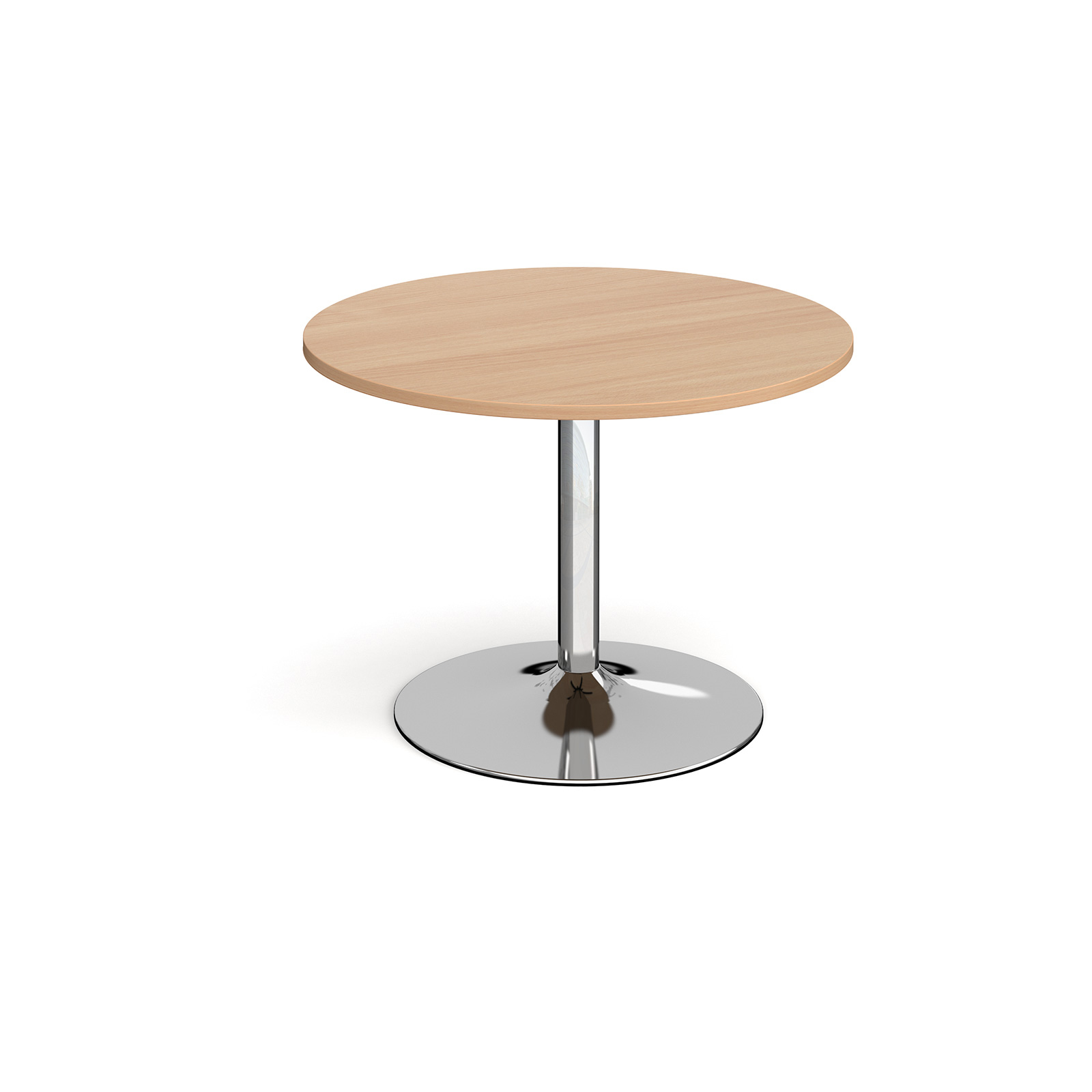 Trumpet base circular boardroom table 1000mm - chrome base, beech top