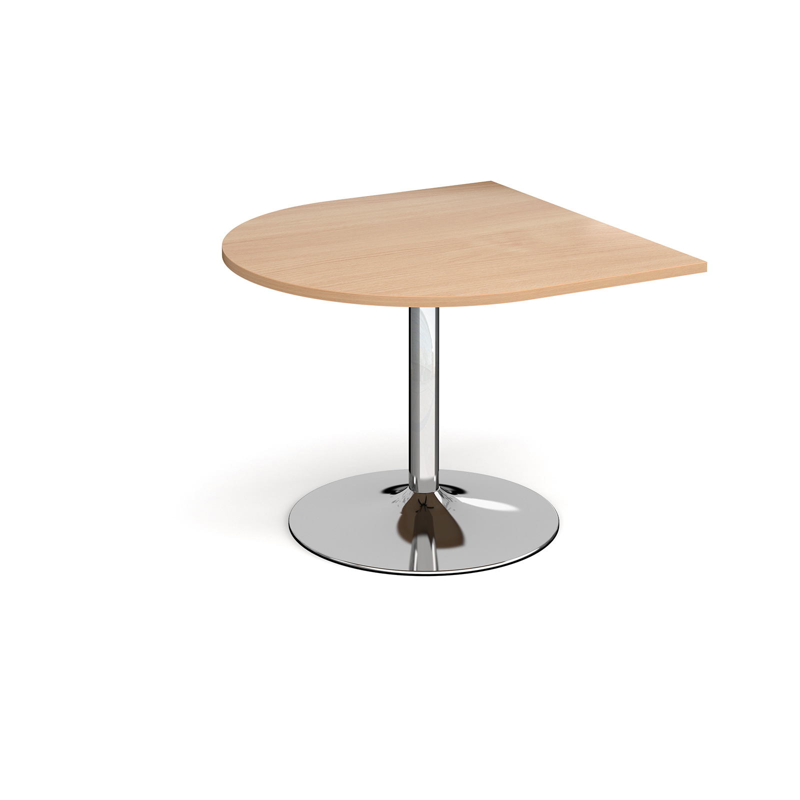 Trumpet base radial extension table 1000mm x 1000mm - chrome base, beech top