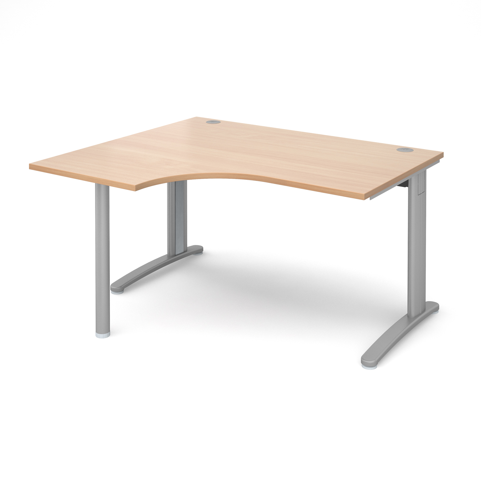 TR10 left hand ergonomic desk 1400mm - silver frame, beech top