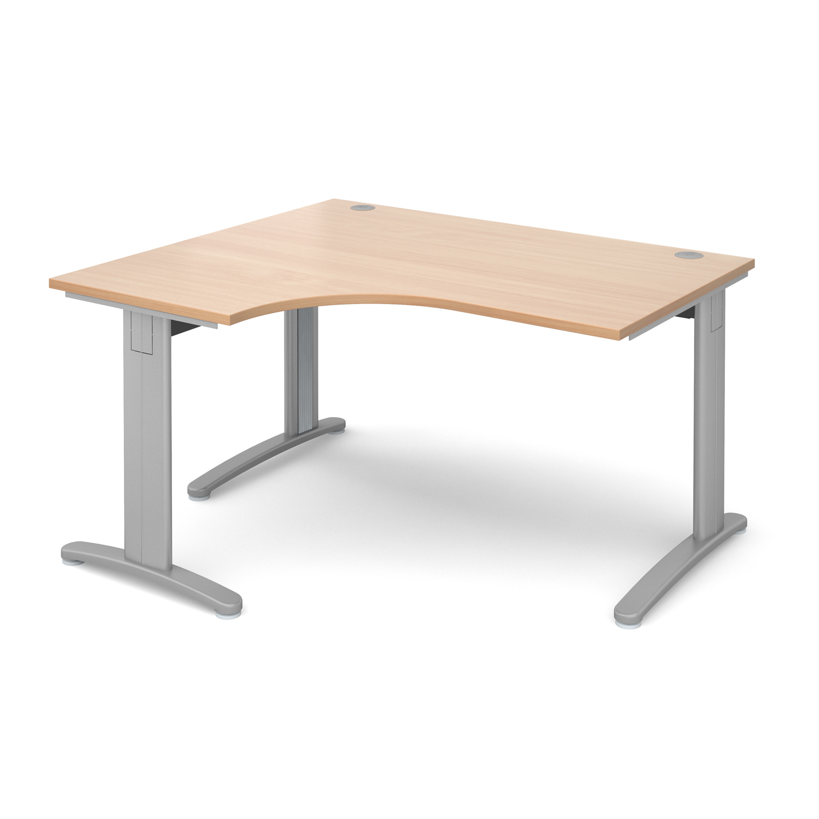 TR10 deluxe left hand ergonomic desk 1400mm - silver frame, beech top