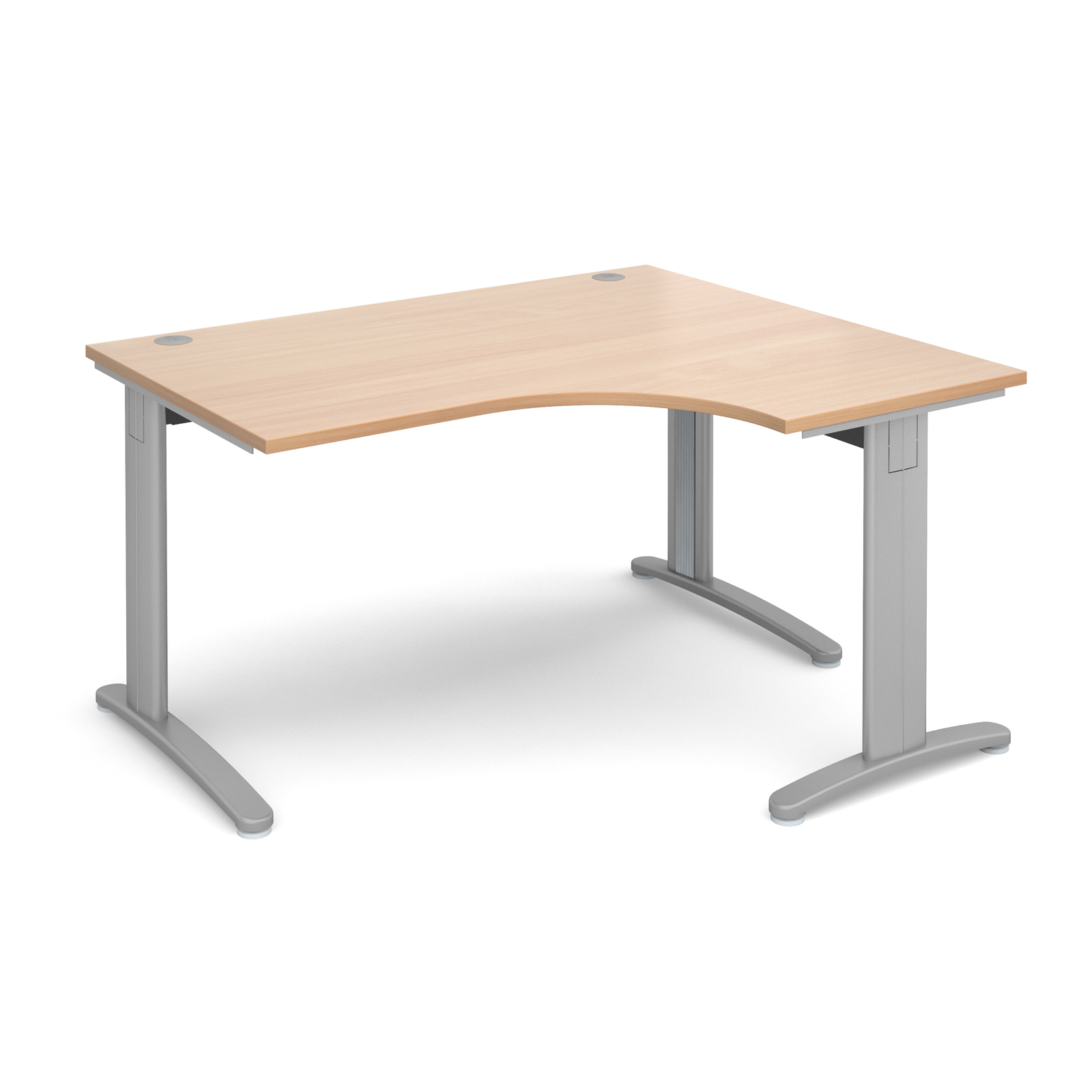 TR10 deluxe right hand ergonomic desk 1400mm - silver frame, beech top