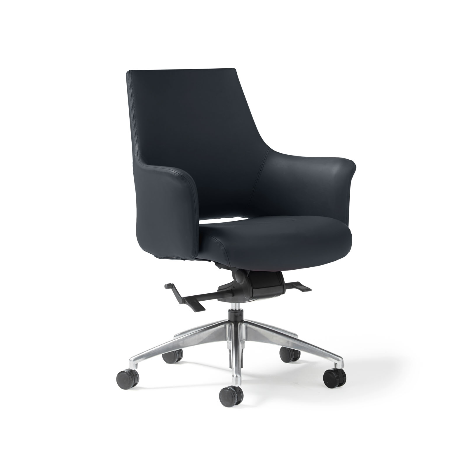 Tempo medium back executive chair in the Black faux leather 