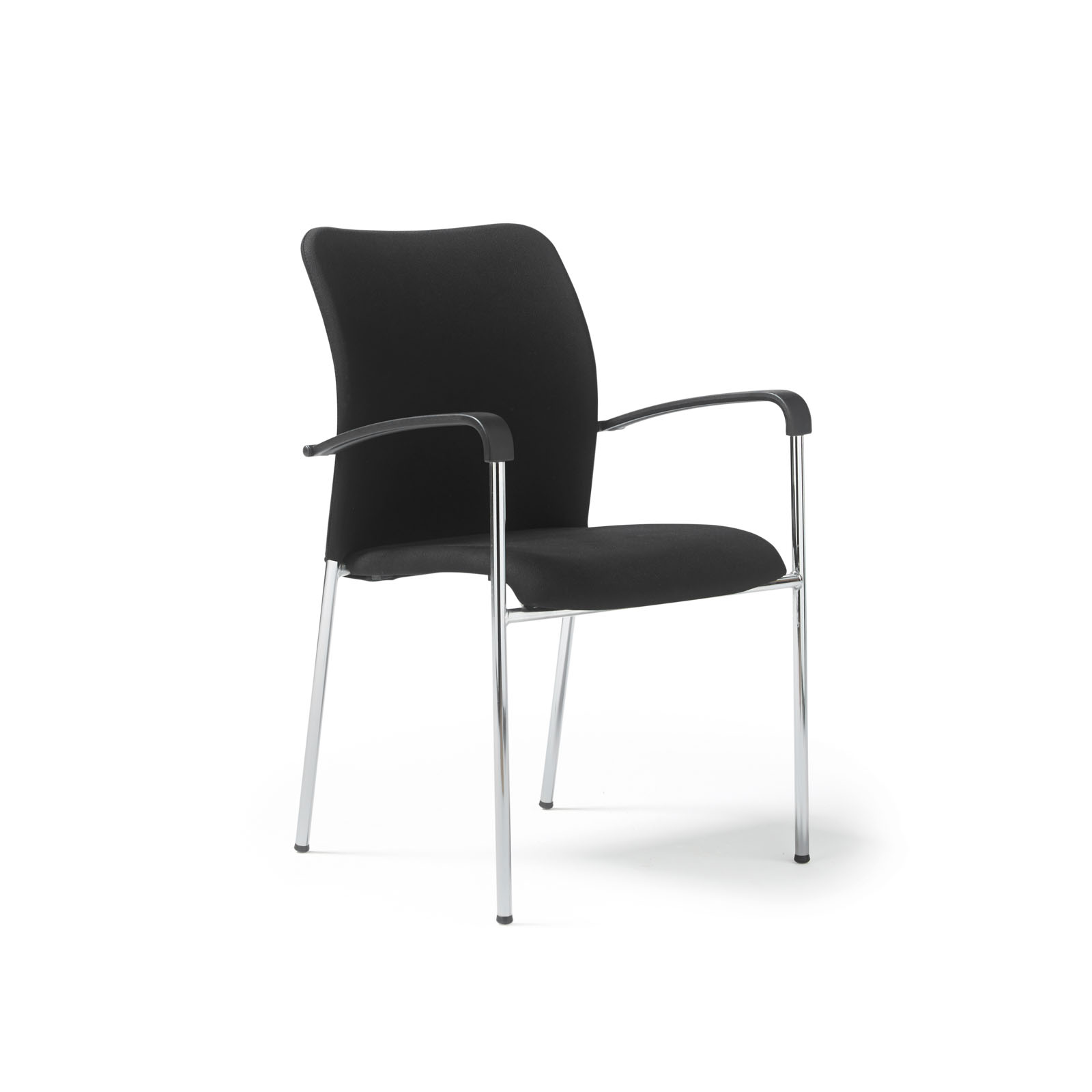Tori upholstered seat and back, chrome frame stacking chair, arms