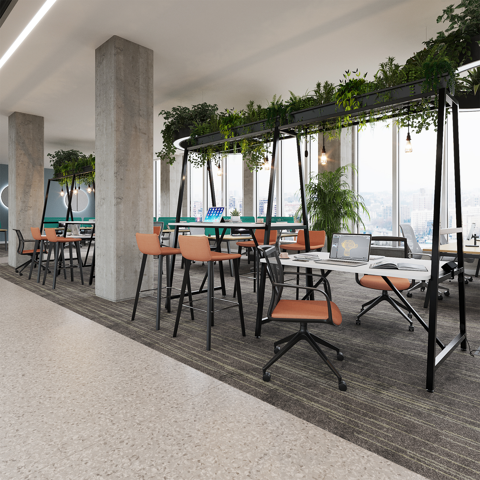 Trellis modular worktable 1400 wide add on unit in Grey Oak  