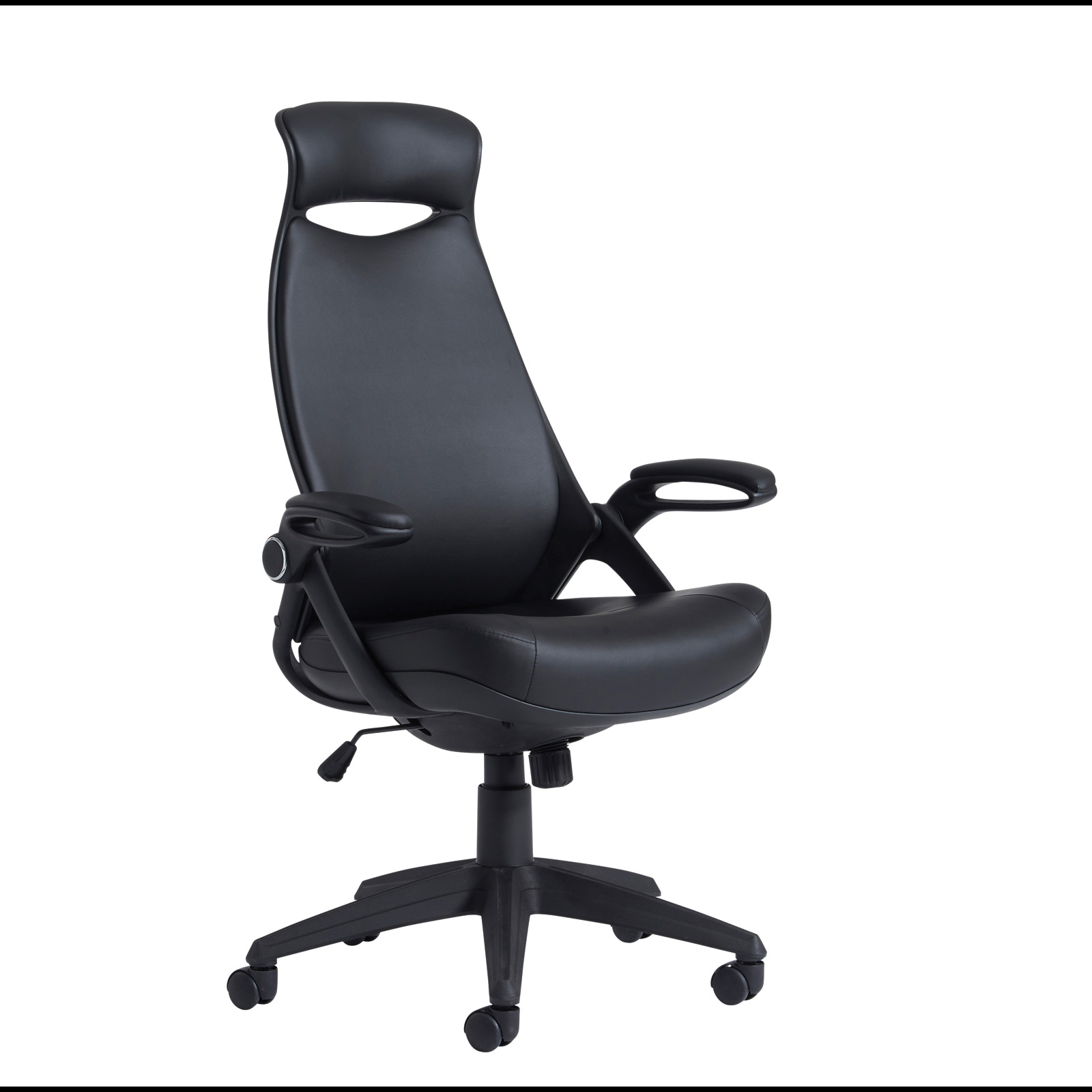 Tuscan high back managers chair with head support - black faux leather